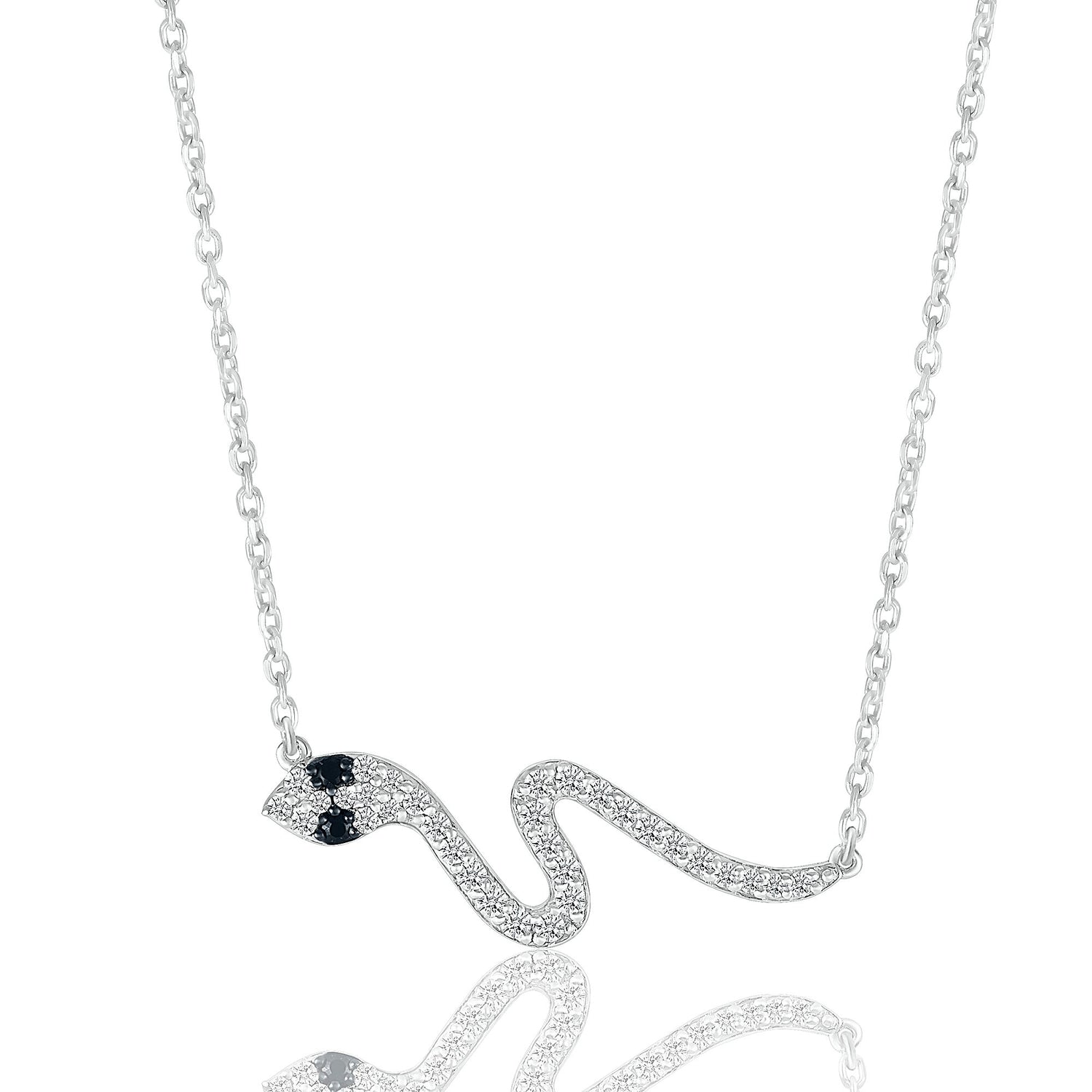 Diamond Snake Necklace in Sterling Silver, 18” (1/5 ct. tw.)