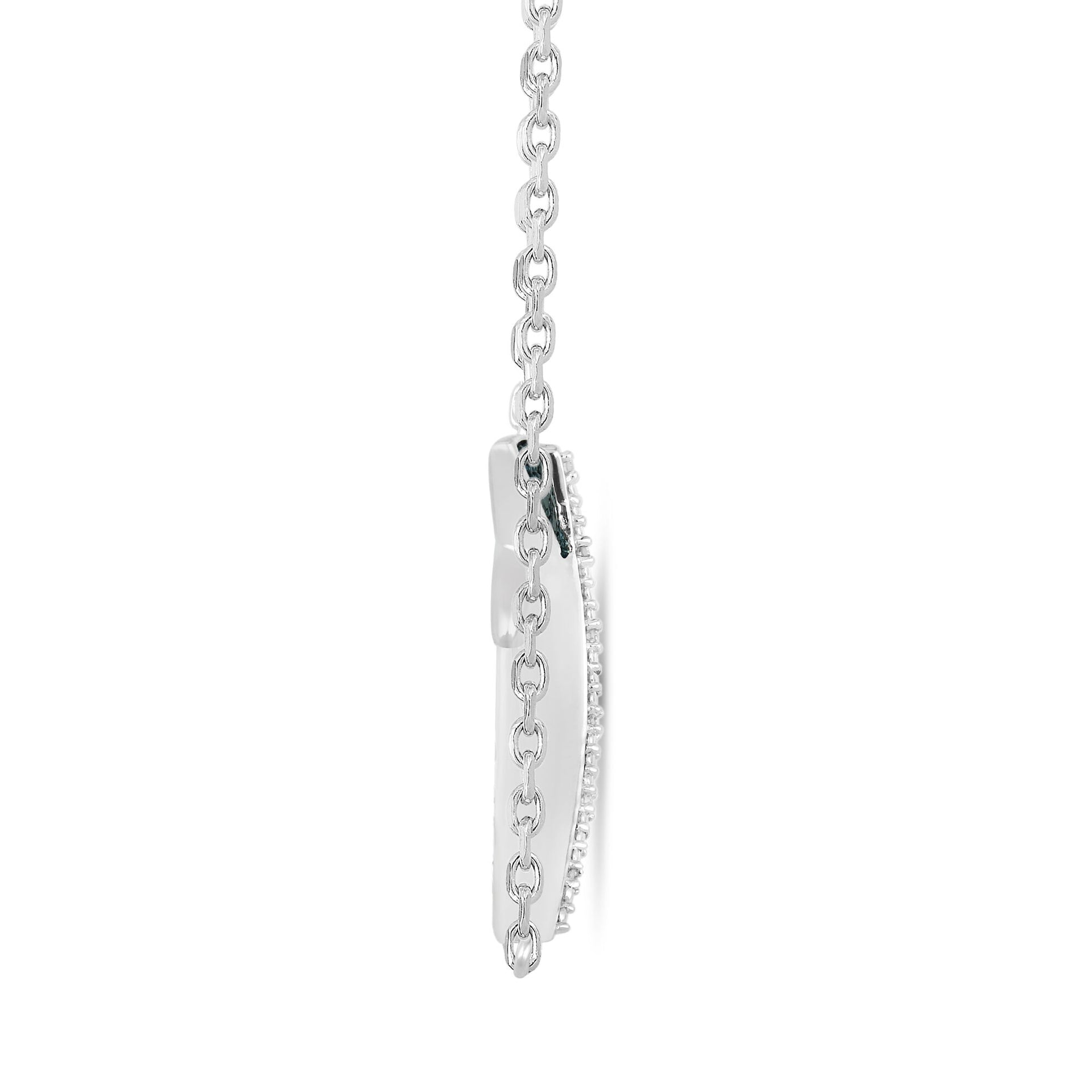Blue Diamond & Diamond Accent Dragonfly Pendant in Sterling Silver