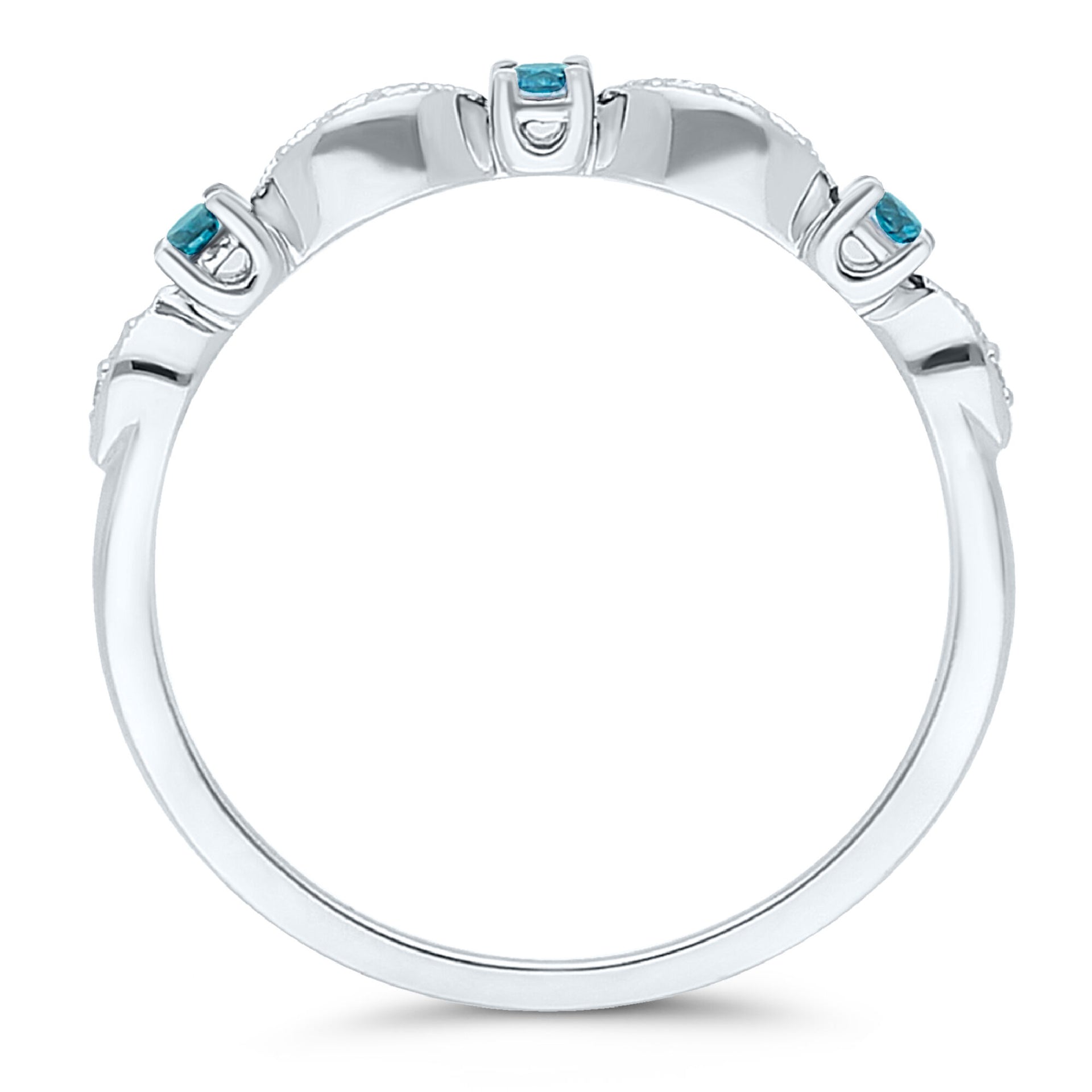 1/8 ct. tw. Blue & White Diamond Stack Band in 10K White Gold