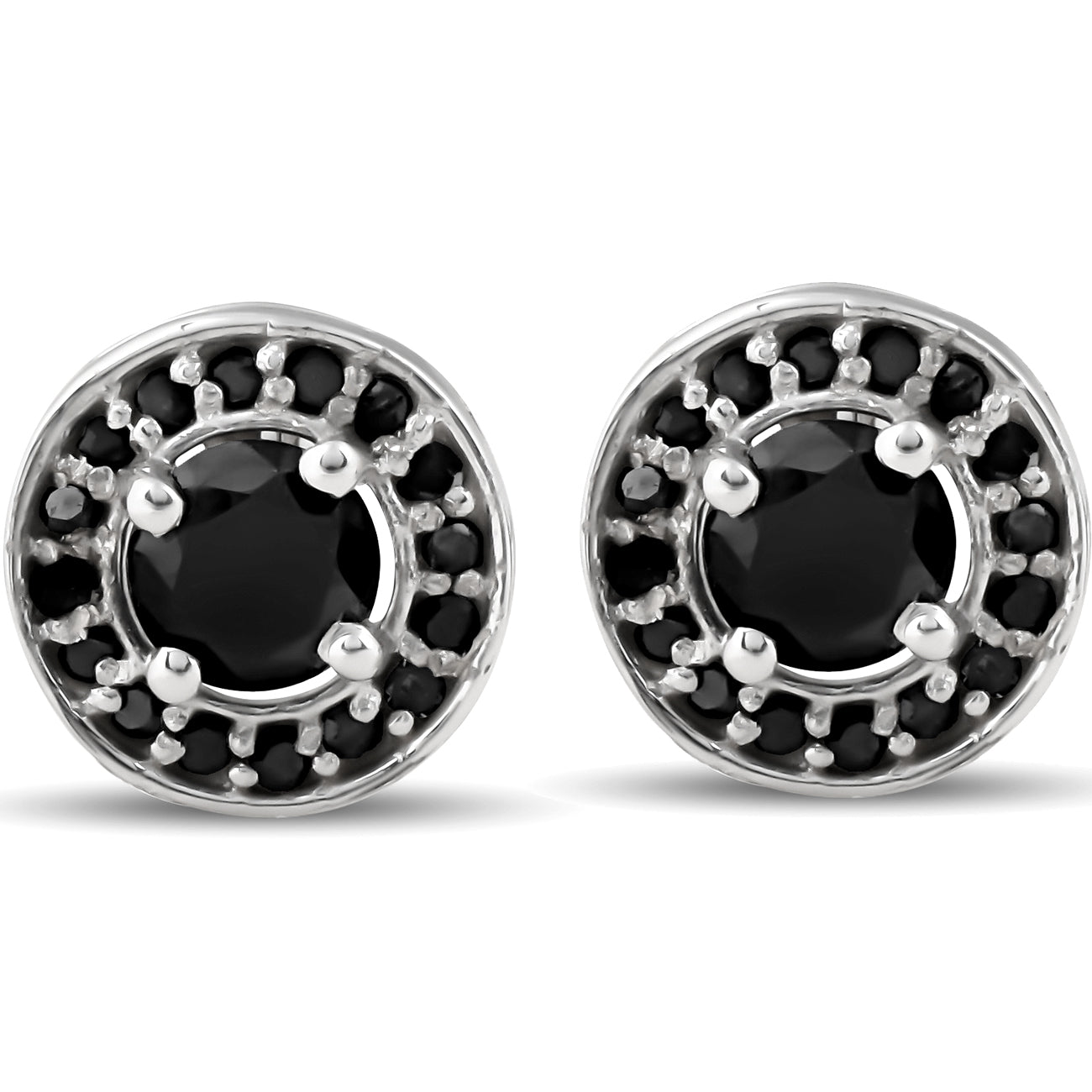 5/8 ct Treated Black Diamond Halo Studs 14K White Gold