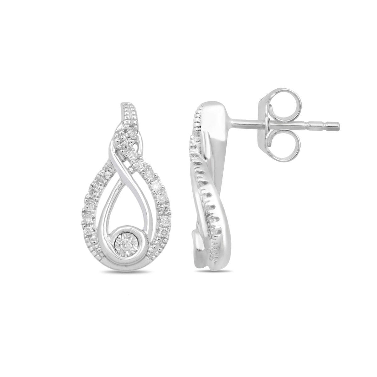 Diamond Teardrop Earrings in Sterling Silver (1/8 ct. tw.)
