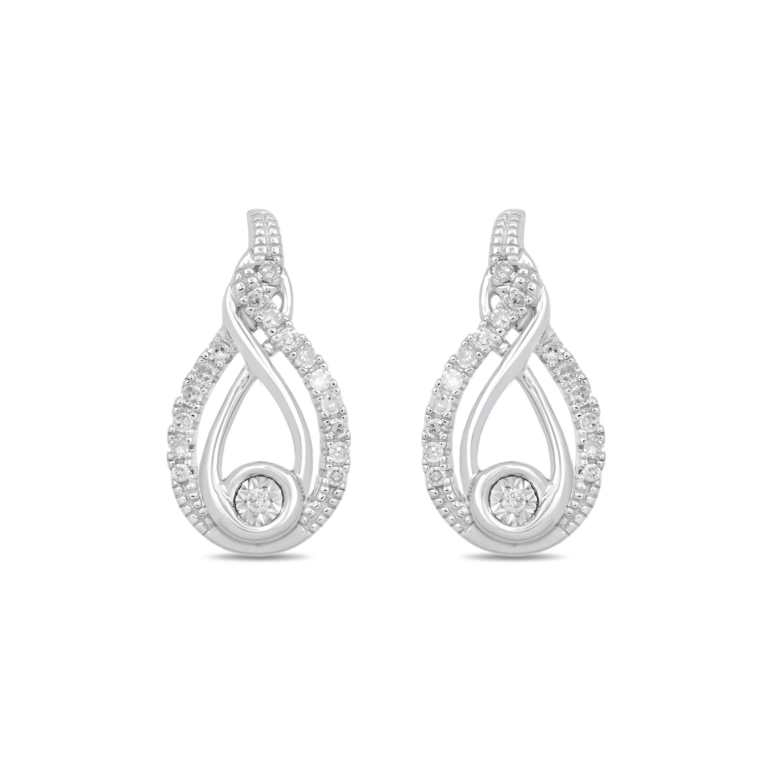 Diamond Teardrop Earrings in Sterling Silver (1/8 ct. tw.)