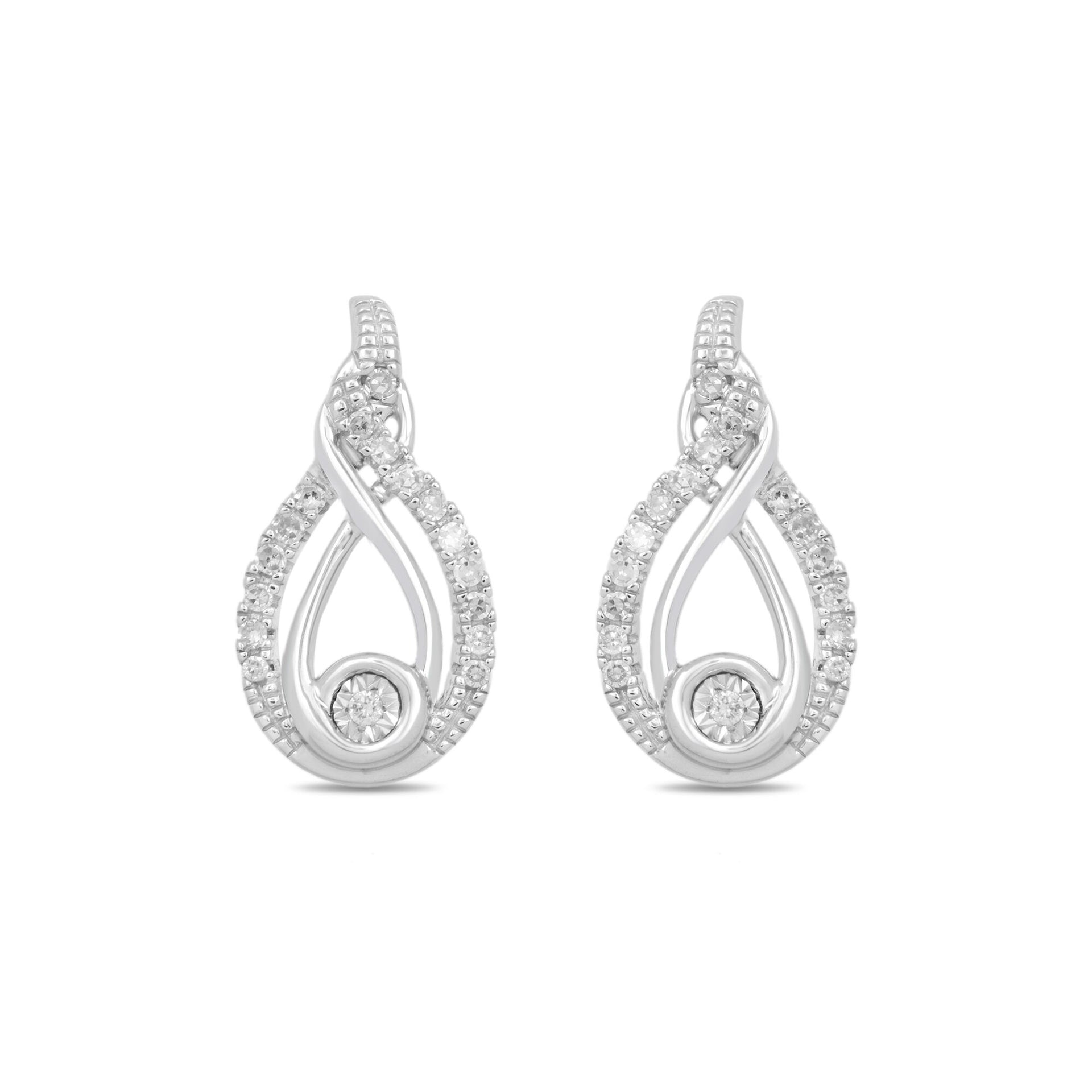 Diamond Teardrop Earrings in Sterling Silver (1/8 ct. tw.)