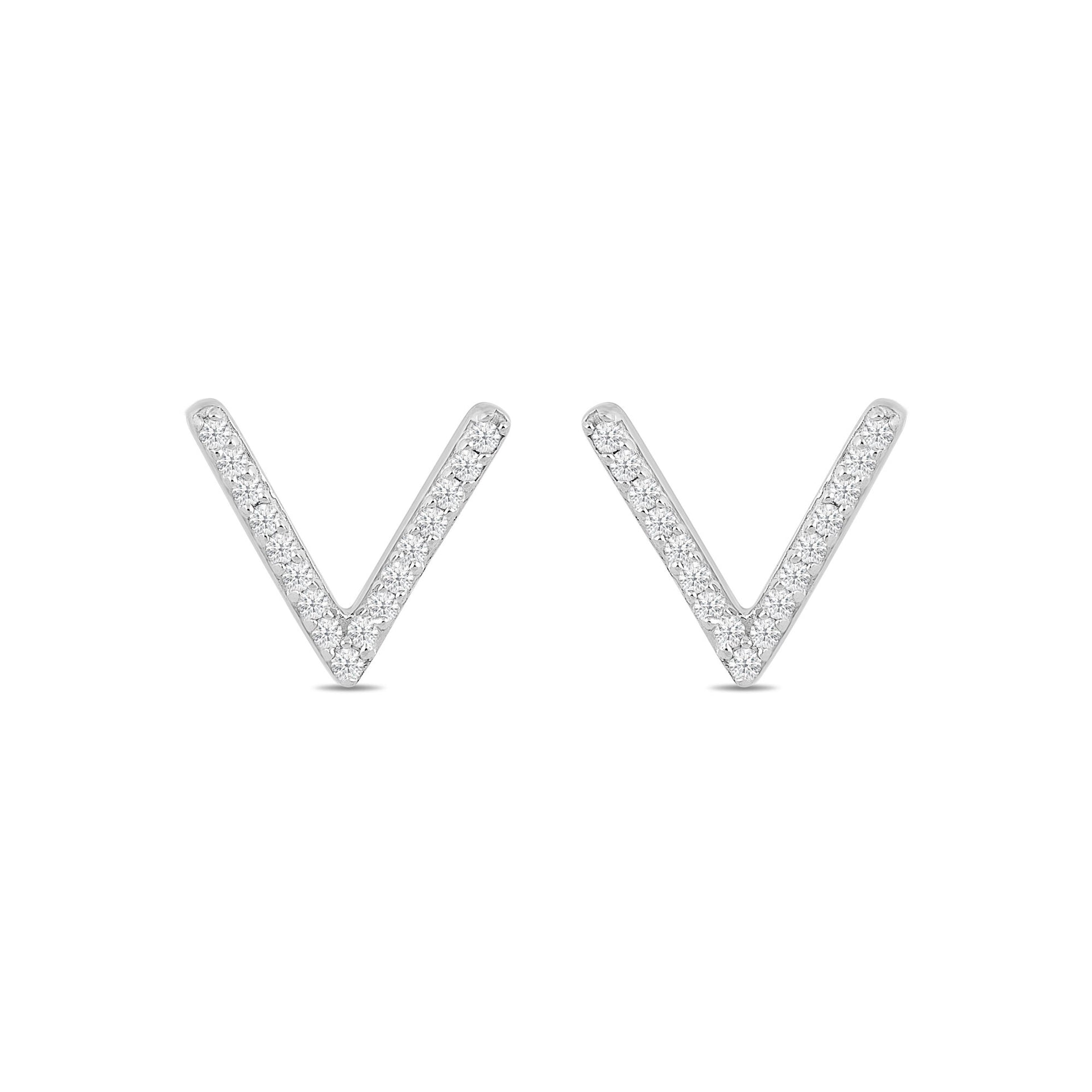 Diamond Chevron Stud Earrings in Sterling Silver (1/10 ct. tw.)