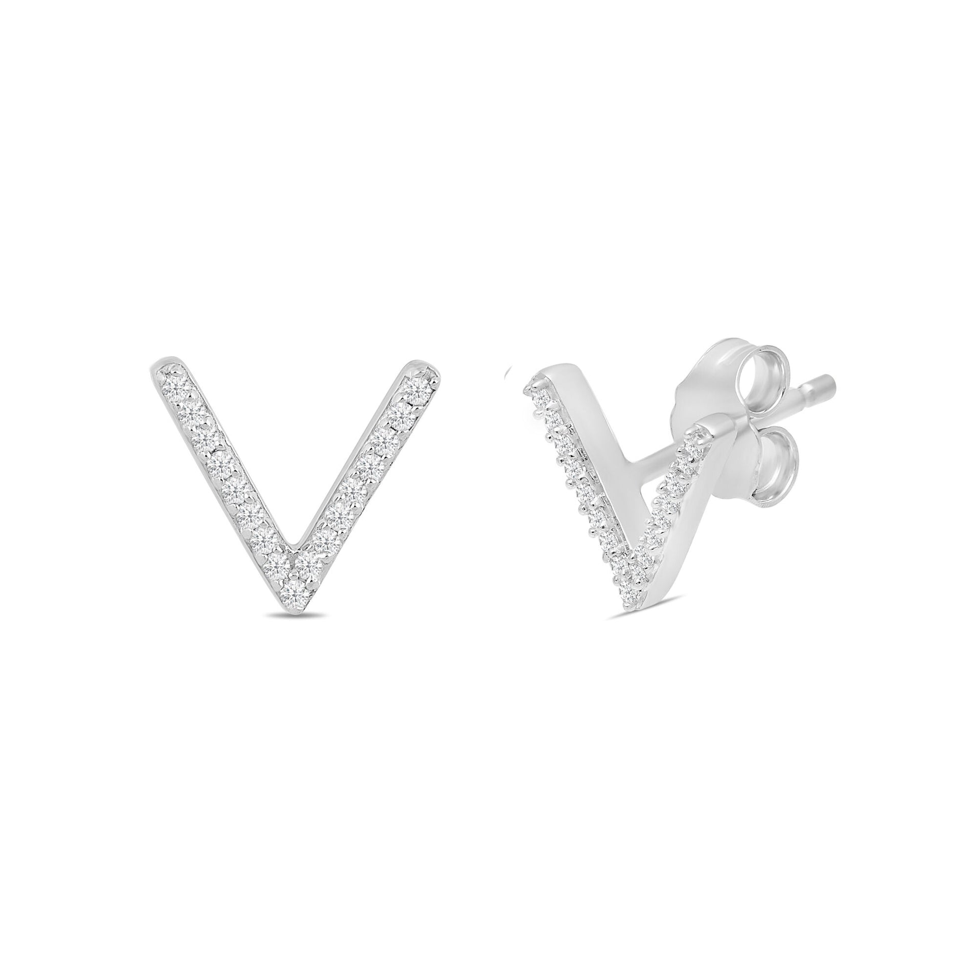 Diamond Chevron Stud Earrings in Sterling Silver (1/10 ct. tw.)