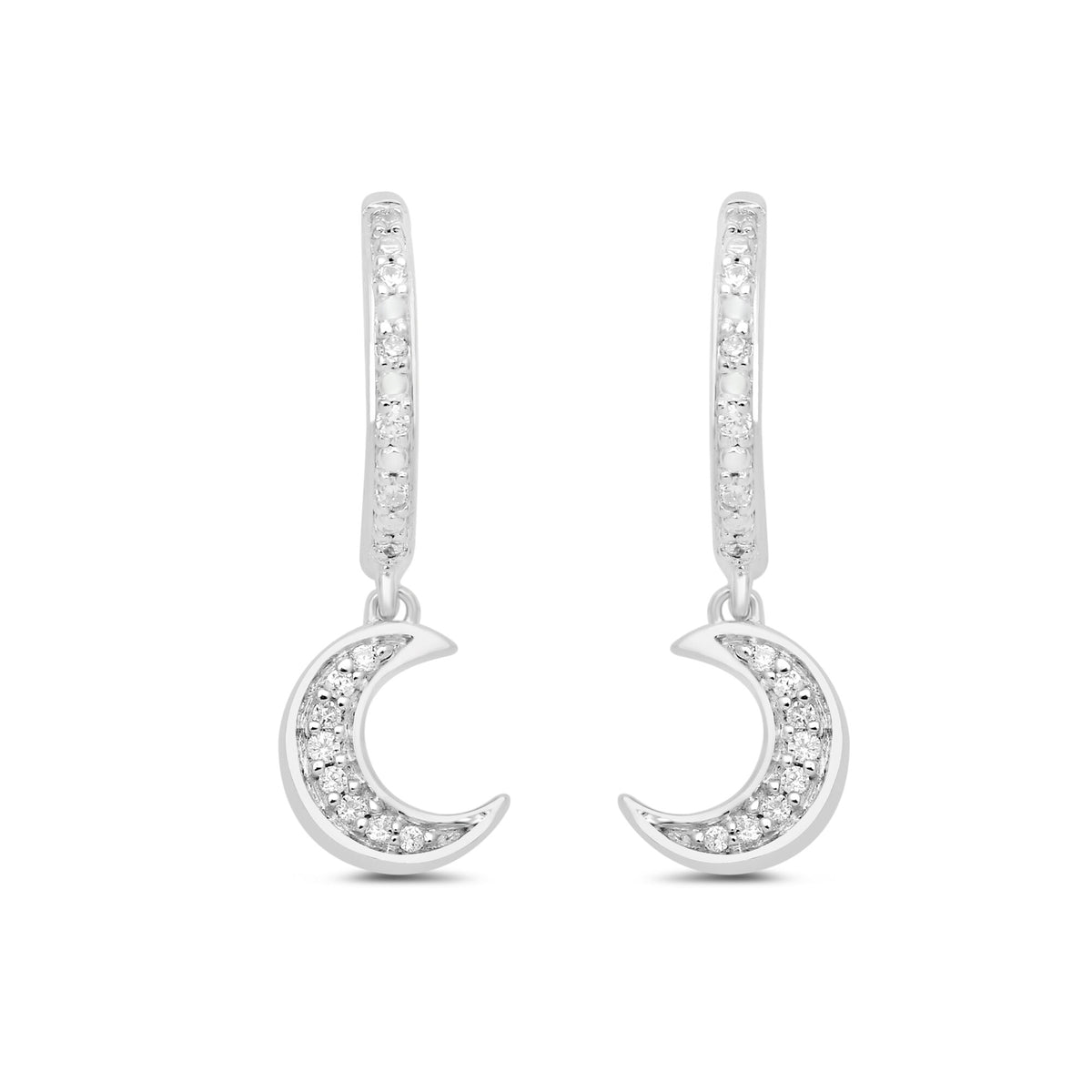 Diamond Accent Moon Earrings in Sterling Silver