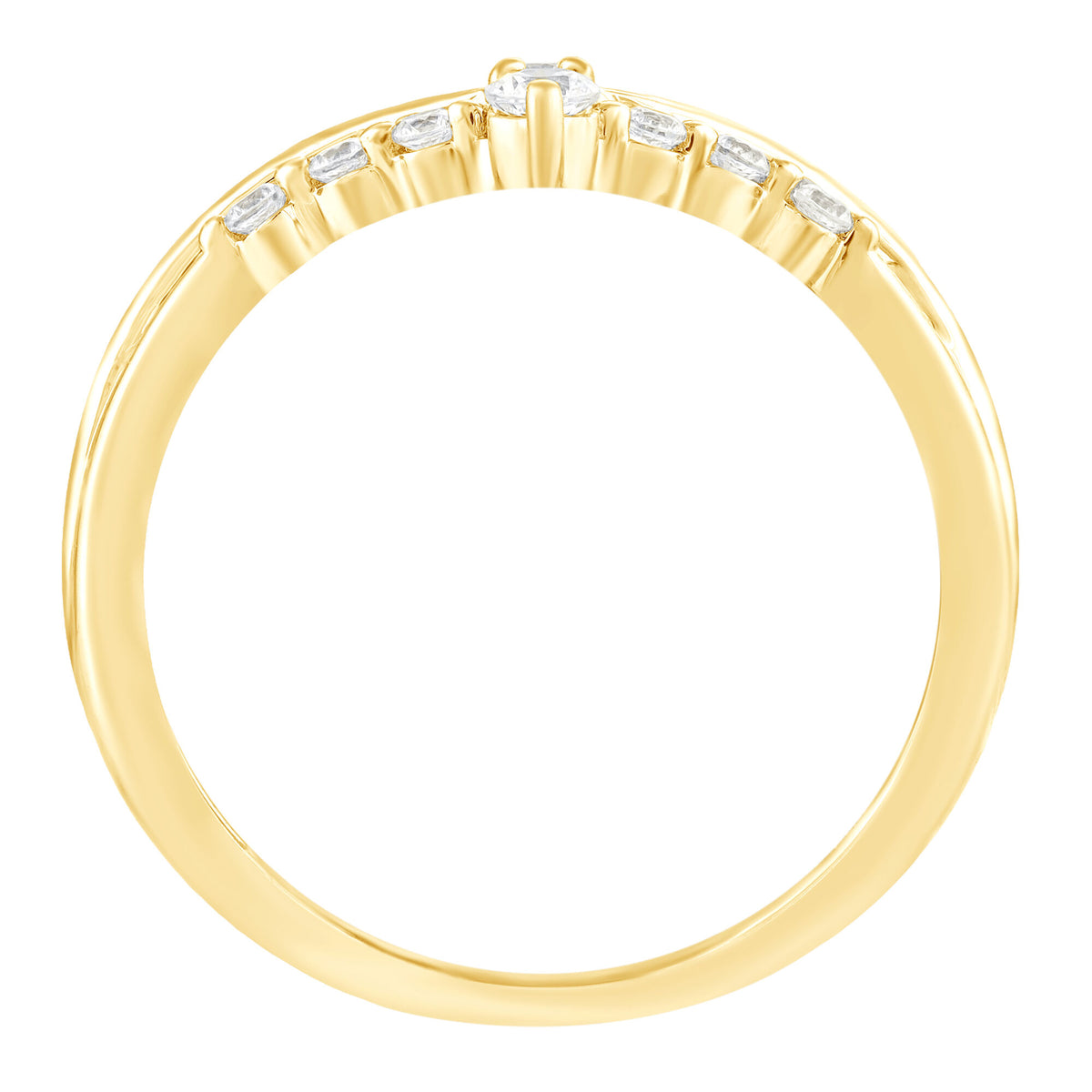 Diamond Chevron Contour Band in 10K Yellow Gold (1/5 ct. tw.)