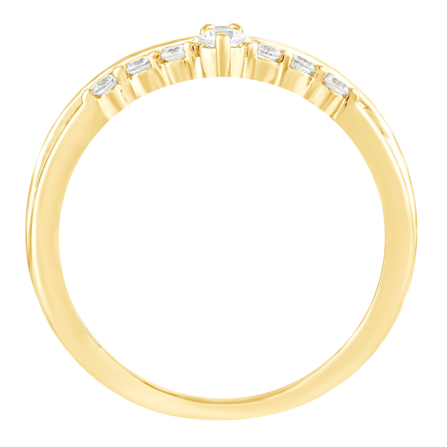 Diamond Chevron Contour Band in 10K Yellow Gold (1/5 ct. tw.)