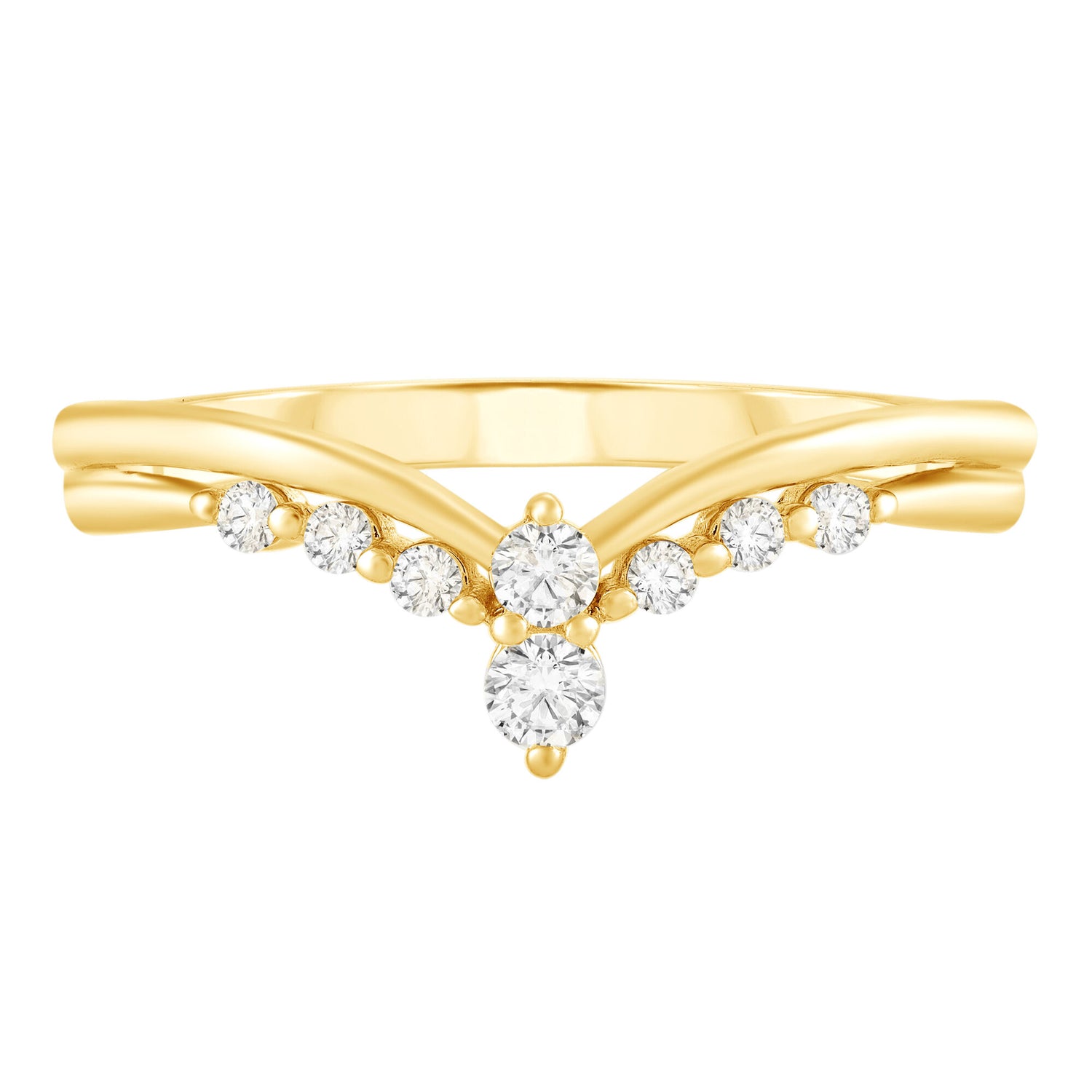 Diamond Chevron Contour Band in 10K Yellow Gold (1/5 ct. tw.)