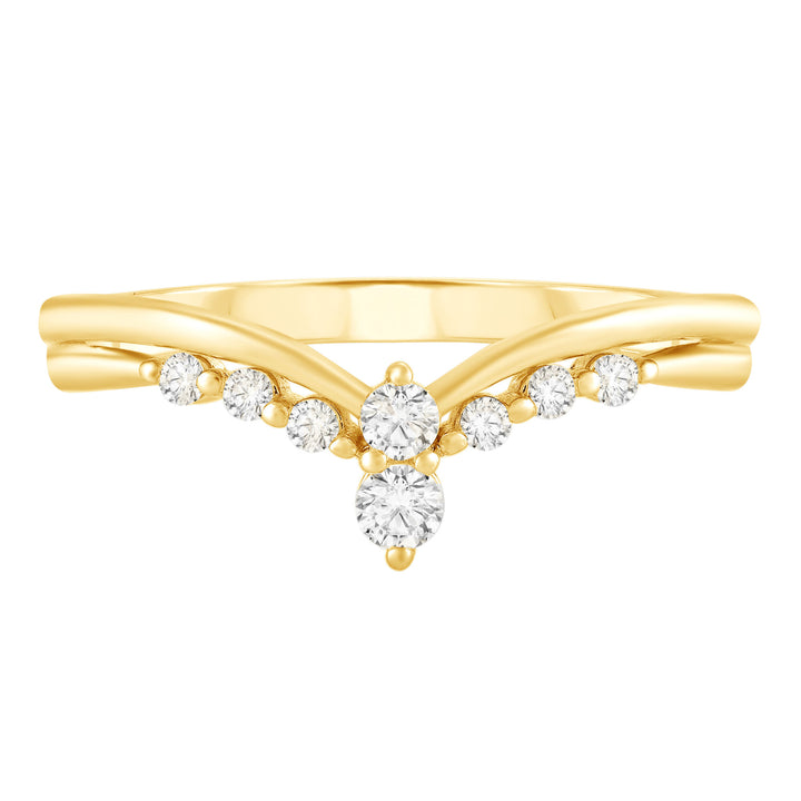 Diamond Chevron Contour Band in 10K Yellow Gold (1/5 ct. tw.)