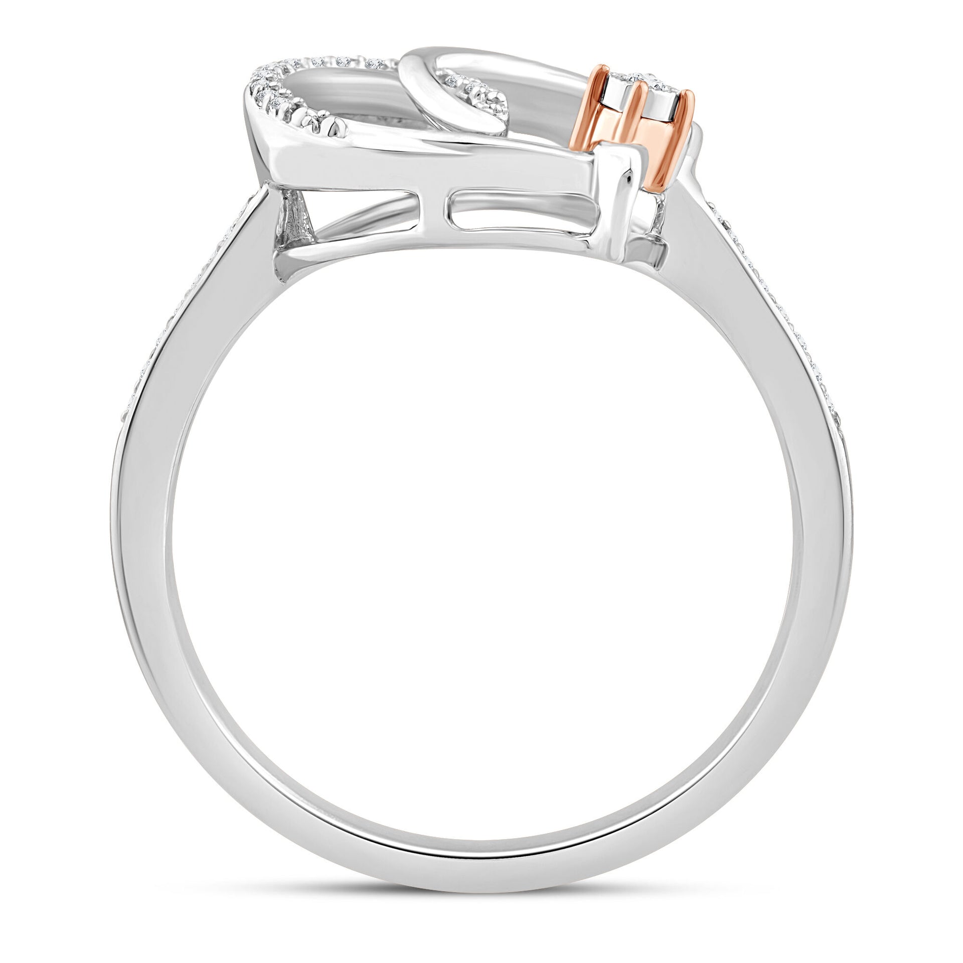 Diamond Accent Heart Ring in Sterling Silver & 10K Rose Gold