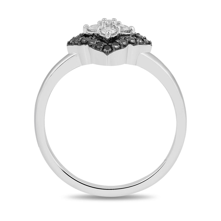 Black Diamond & Diamond Ring in Sterling Silver (1/4 ct. tw.)
