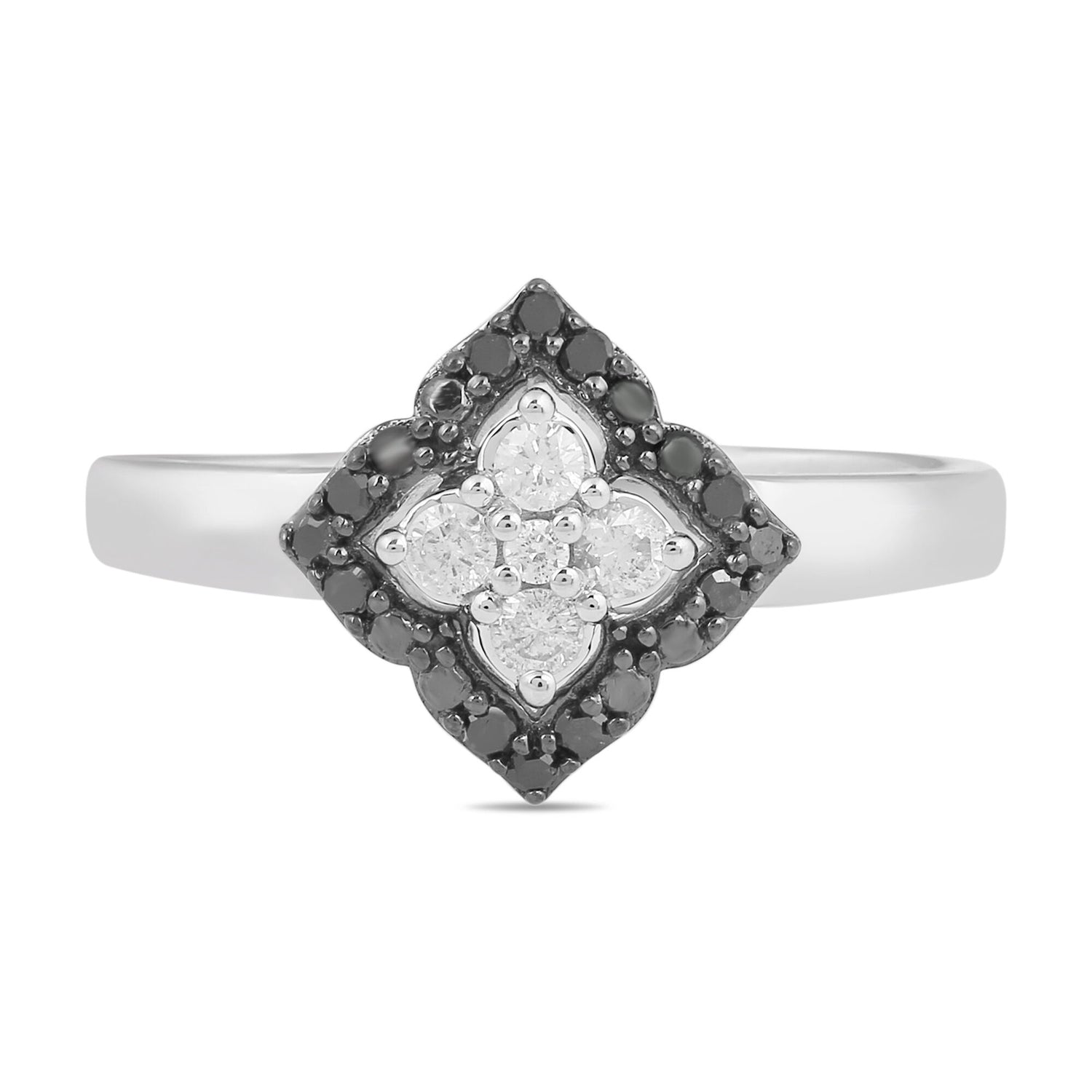 Black Diamond & Diamond Ring in Sterling Silver (1/4 ct. tw.)