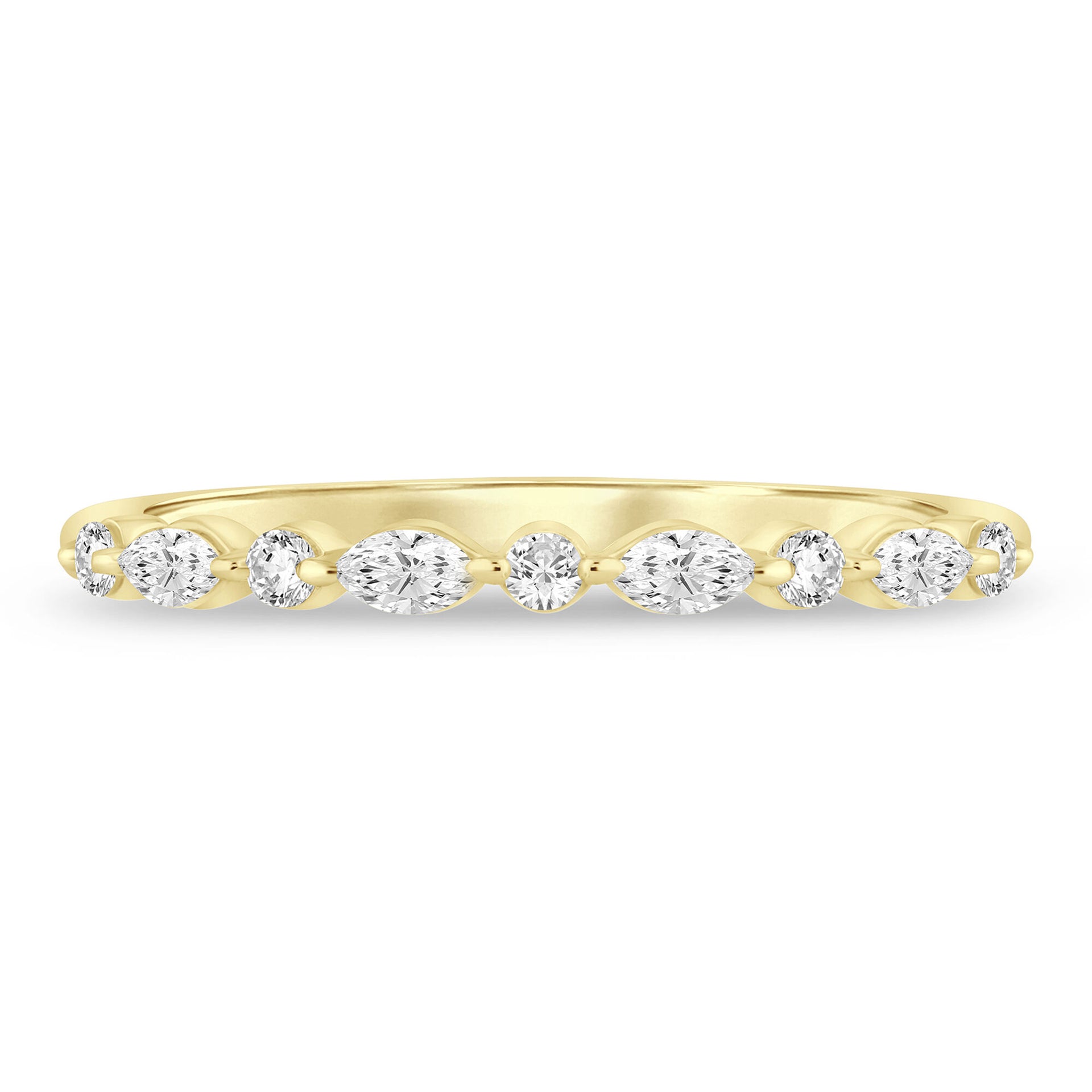 Round and Marquise-Cut Diamond Anniversary Band in 14K Yellow Gold (1/4 ct. tw.)
