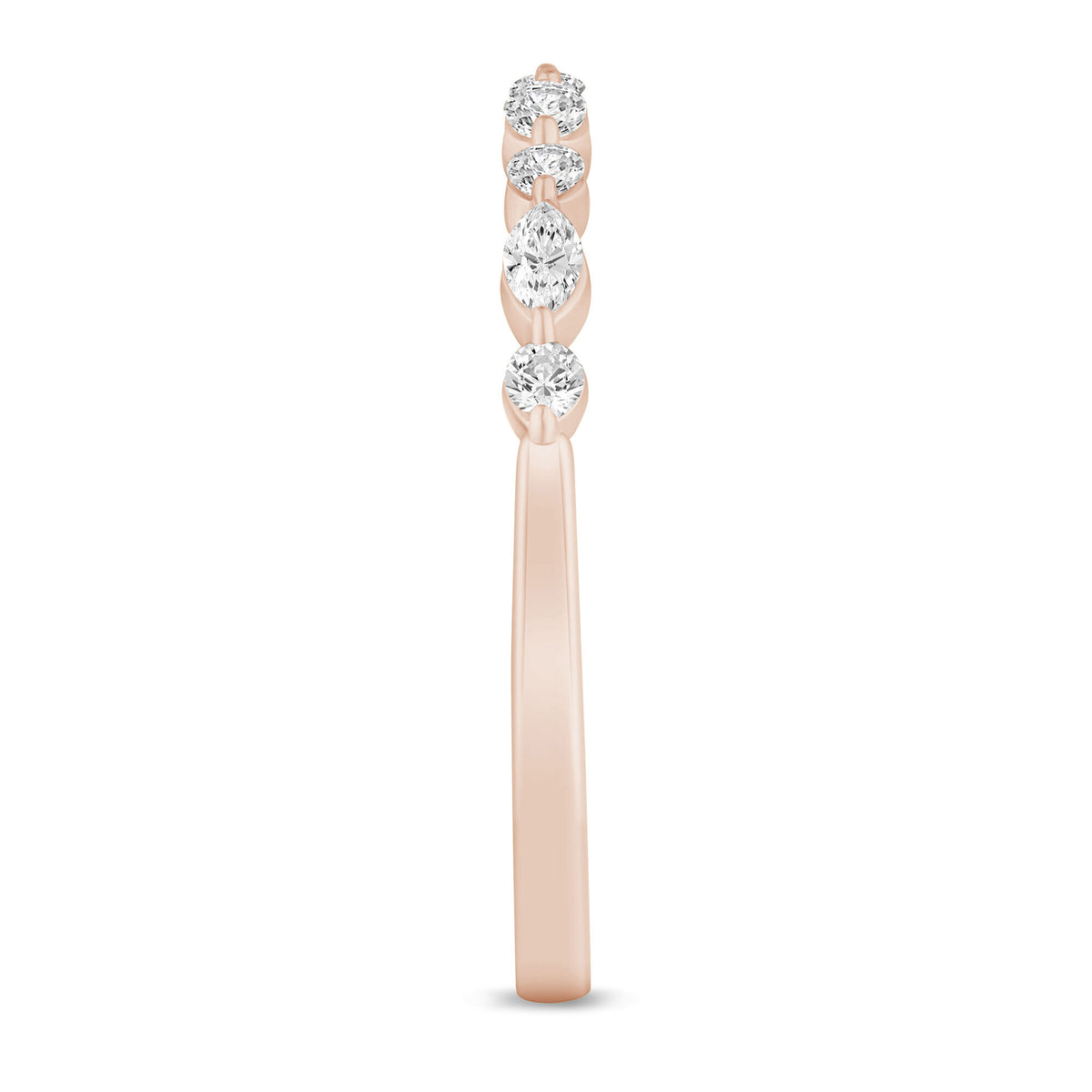 Round and Marquise-Cut Diamond Anniversary Band in 14K Rose Gold (1/4 ct. tw.)