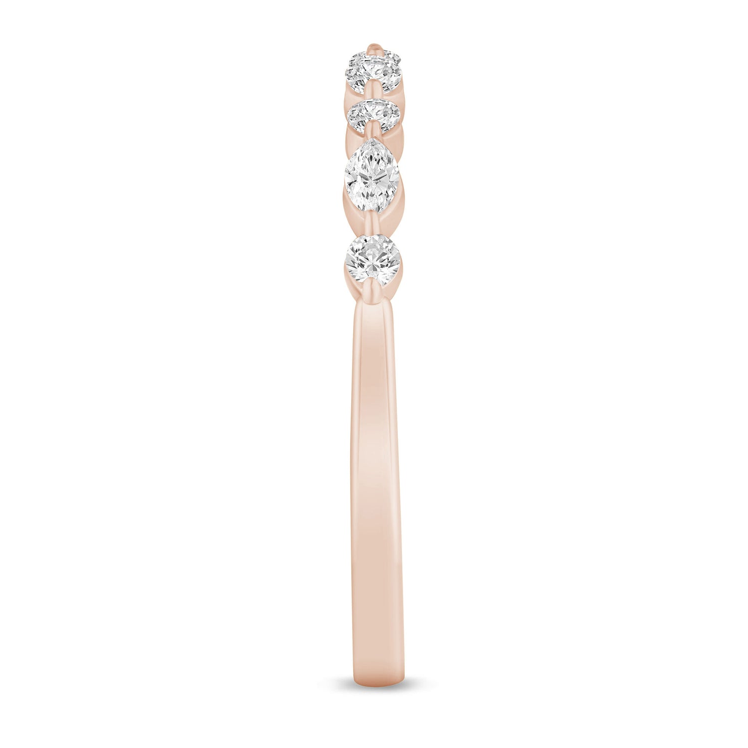 Round and Marquise-Cut Diamond Anniversary Band in 14K Rose Gold (1/4 ct. tw.)