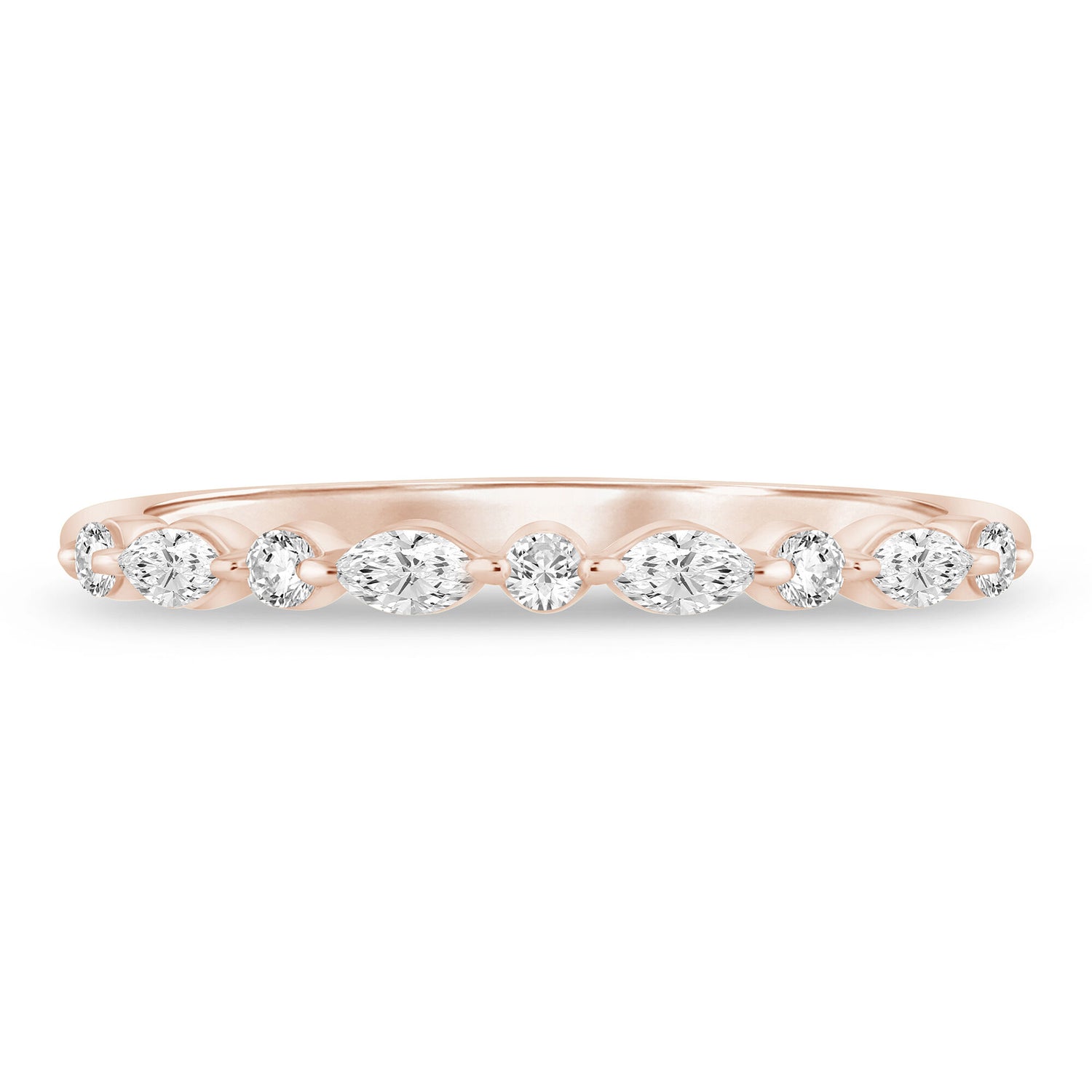 Round and Marquise-Cut Diamond Anniversary Band in 14K Rose Gold (1/4 ct. tw.)