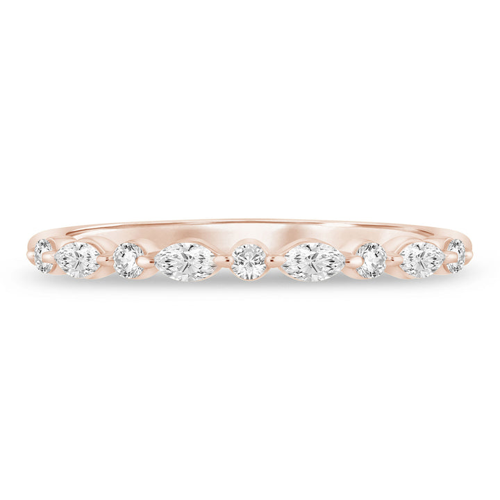 Round and Marquise-Cut Diamond Anniversary Band in 14K Rose Gold (1/4 ct. tw.)