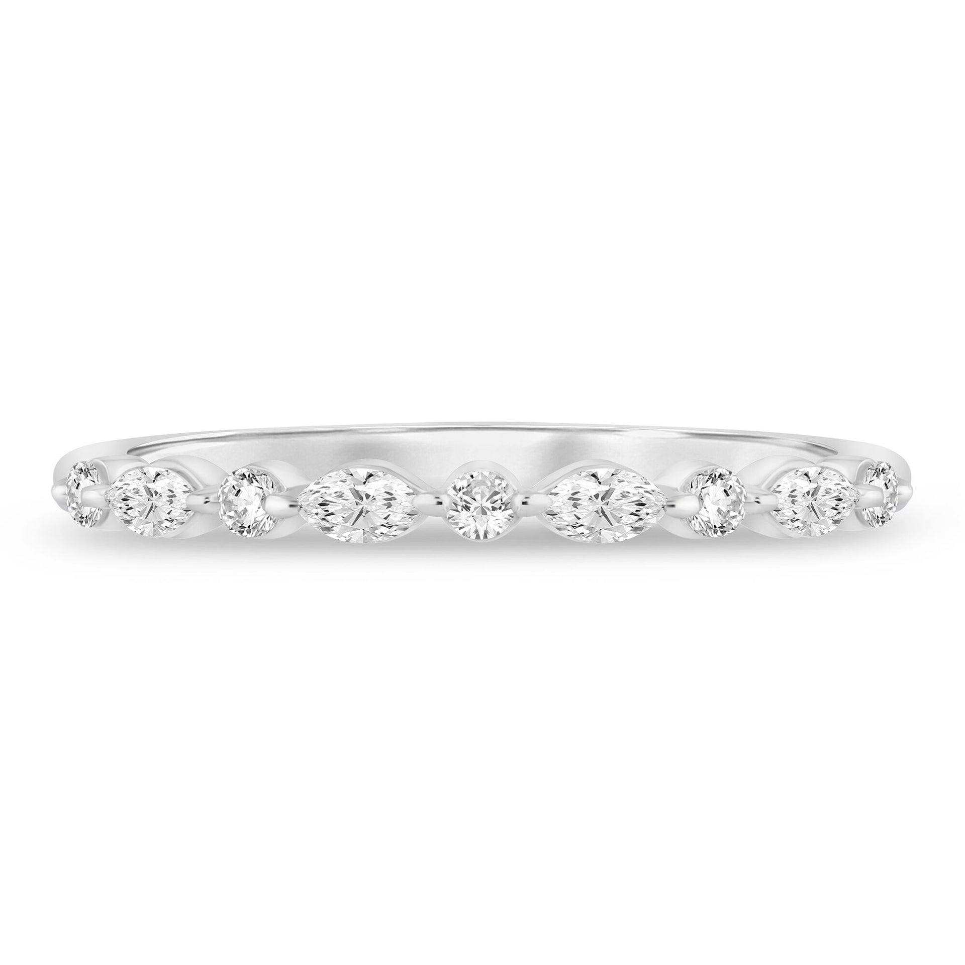 Round and Marquise-Cut Diamond Anniversary Band in 14K White Gold (1/4 ct. tw.)