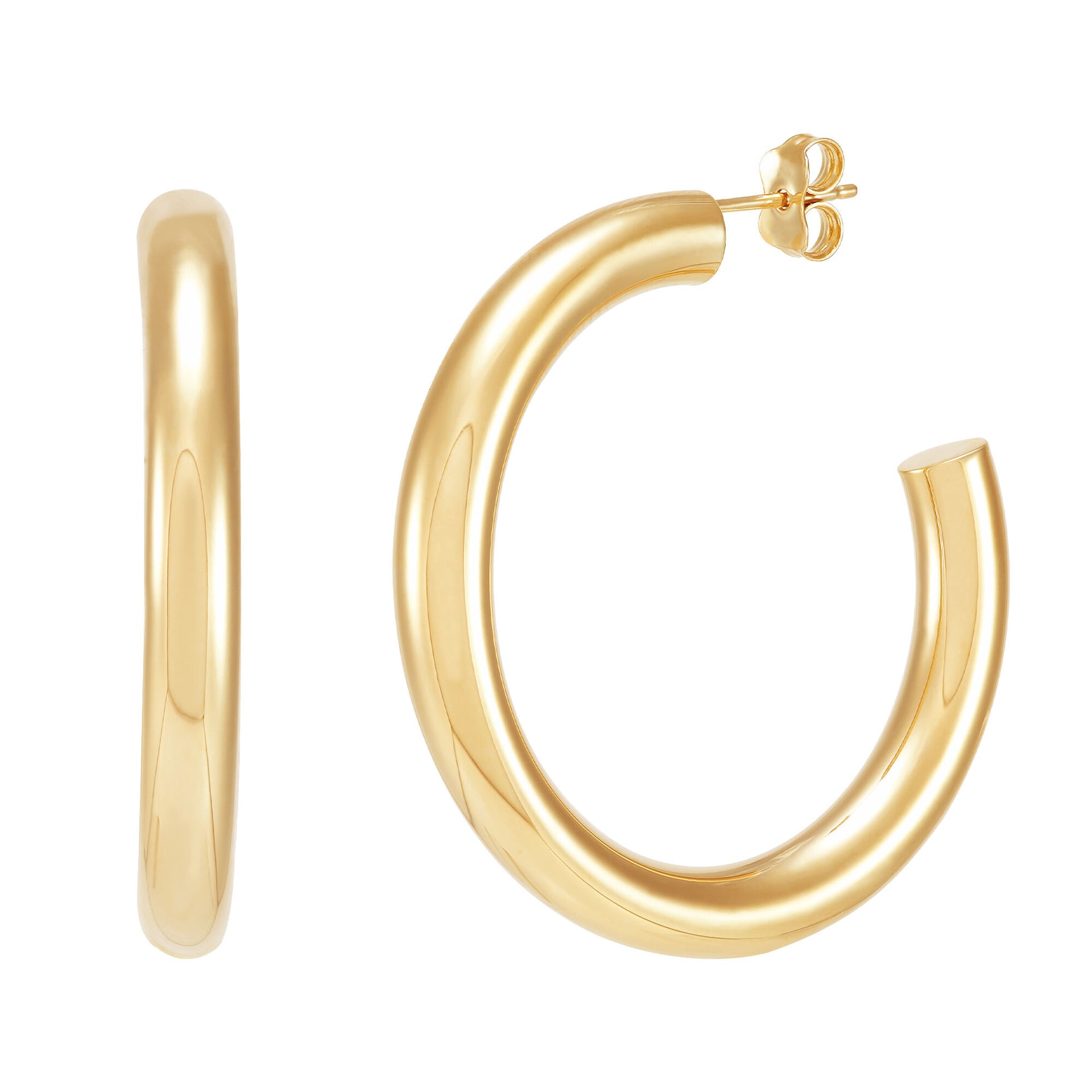 Polished Three-Quarter Hoop Earrings in 14K Yellow Gold, 5MM