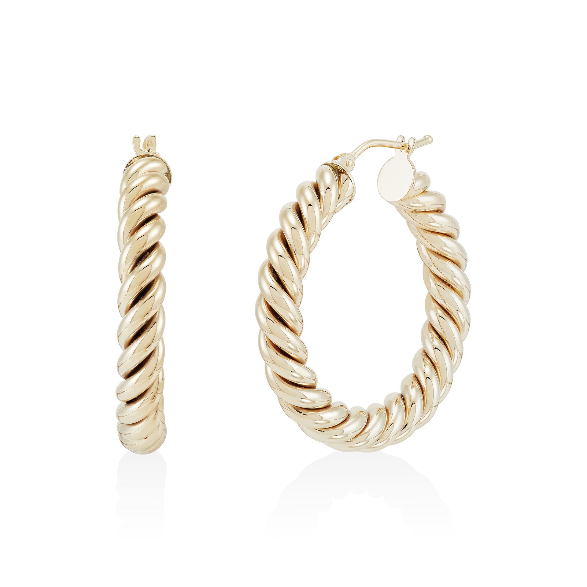 Polished Cable Hoop Earrings in 14K Yellow Gold