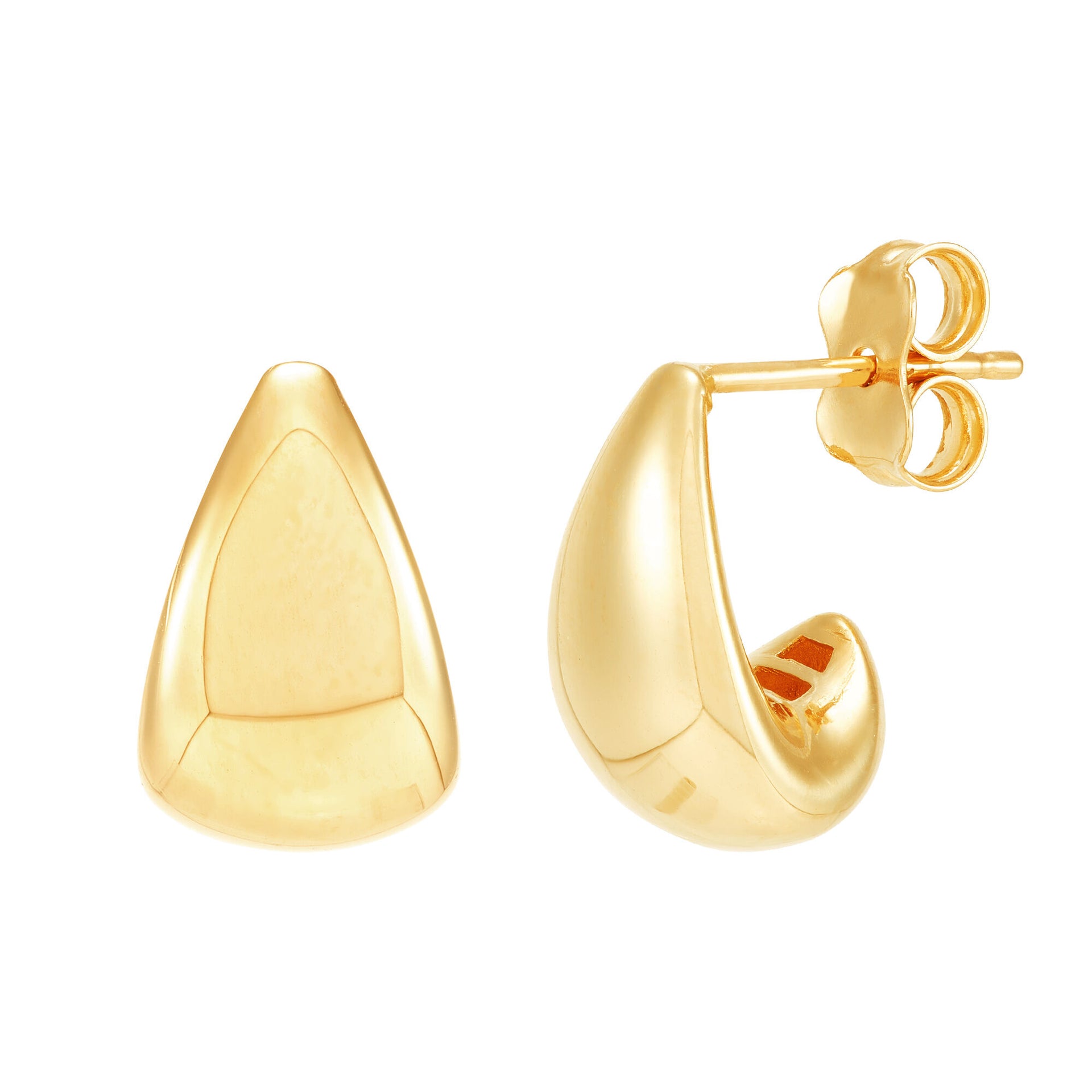 Polished Graduated J-Hoop Earrings in 14K Yellow Gold
