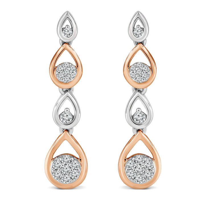 Diamond Dangle Earrings in 10K White Gold & 10K Rose Gold (1/7 ct. tw.)