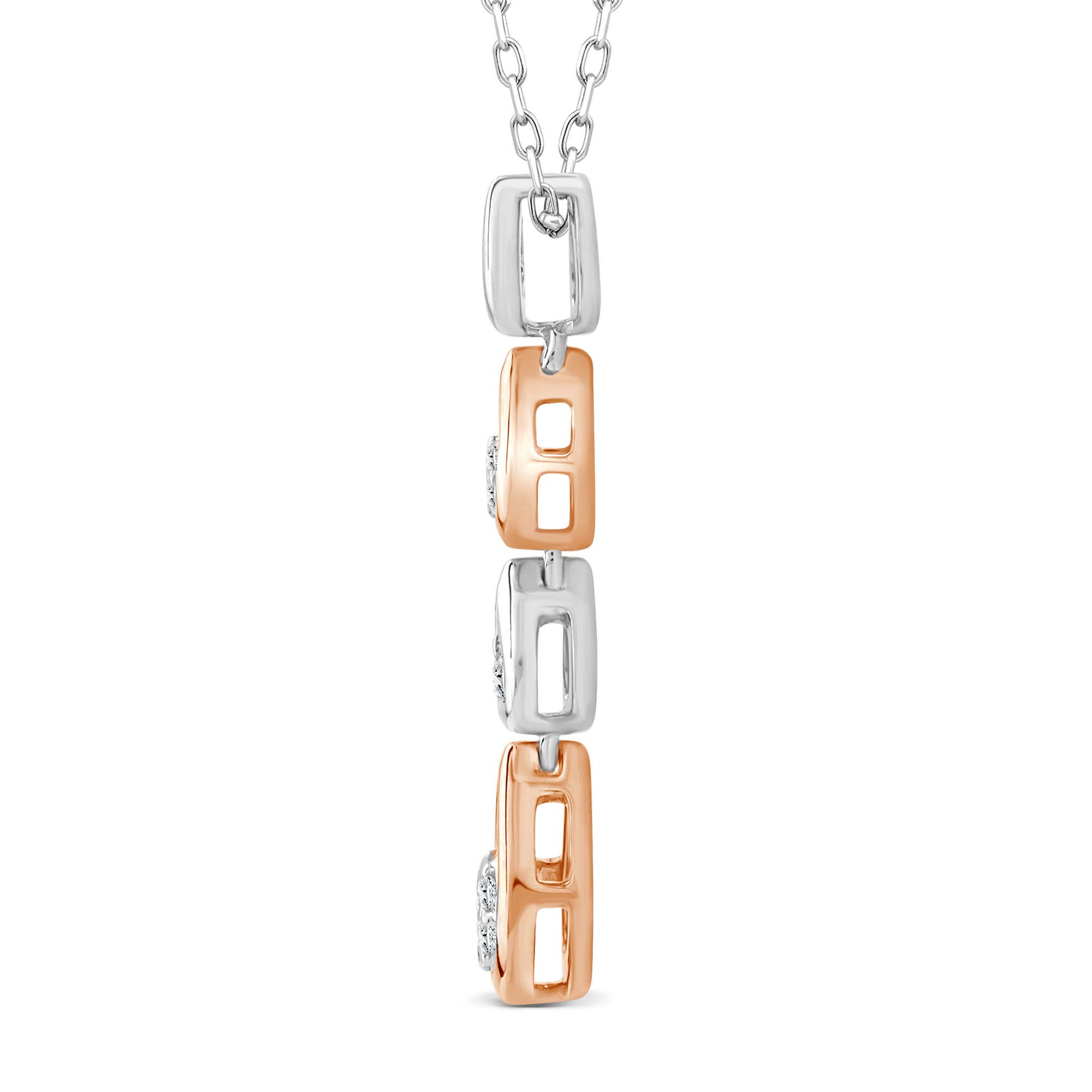 Diamond Pendant in 10K White Gold & 10K Rose Gold (1/10 ct. tw.)