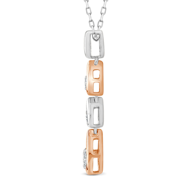 Diamond Pendant in 10K White Gold & 10K Rose Gold (1/10 ct. tw.)