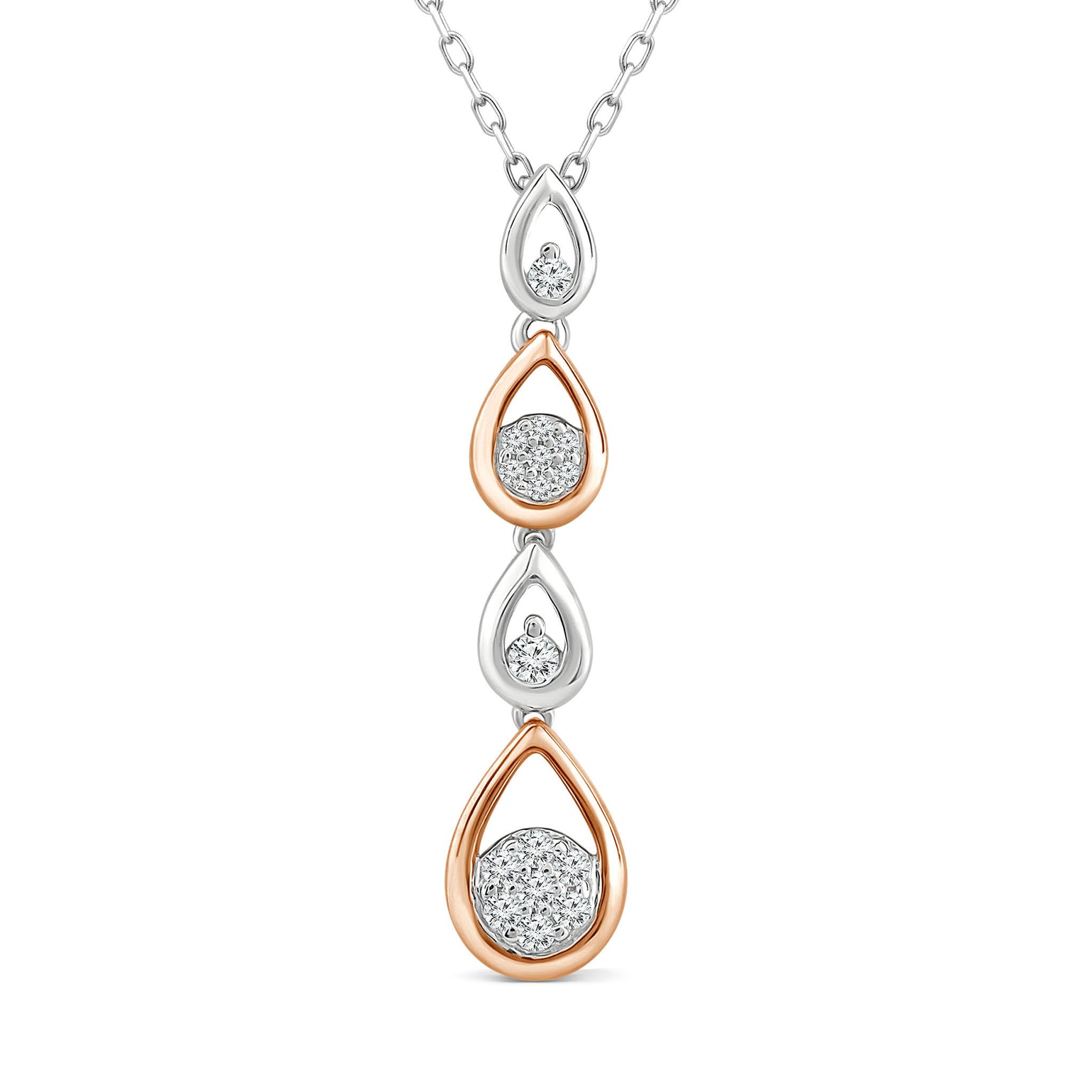 Diamond Pendant in 10K White Gold & 10K Rose Gold (1/10 ct. tw.)