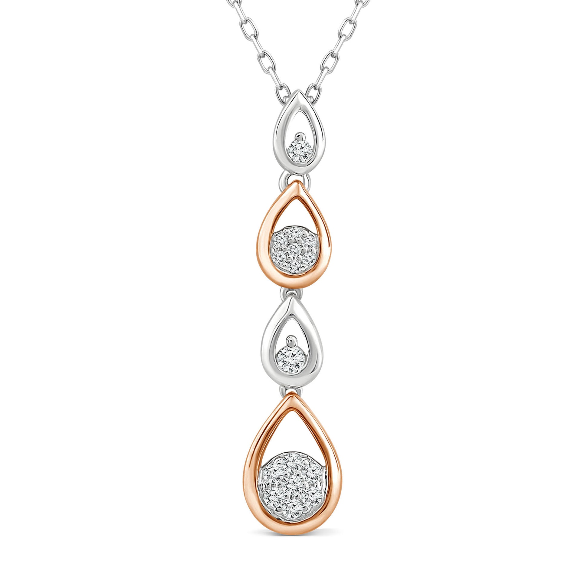 Diamond Pendant in 10K White Gold & 10K Rose Gold (1/10 ct. tw.)