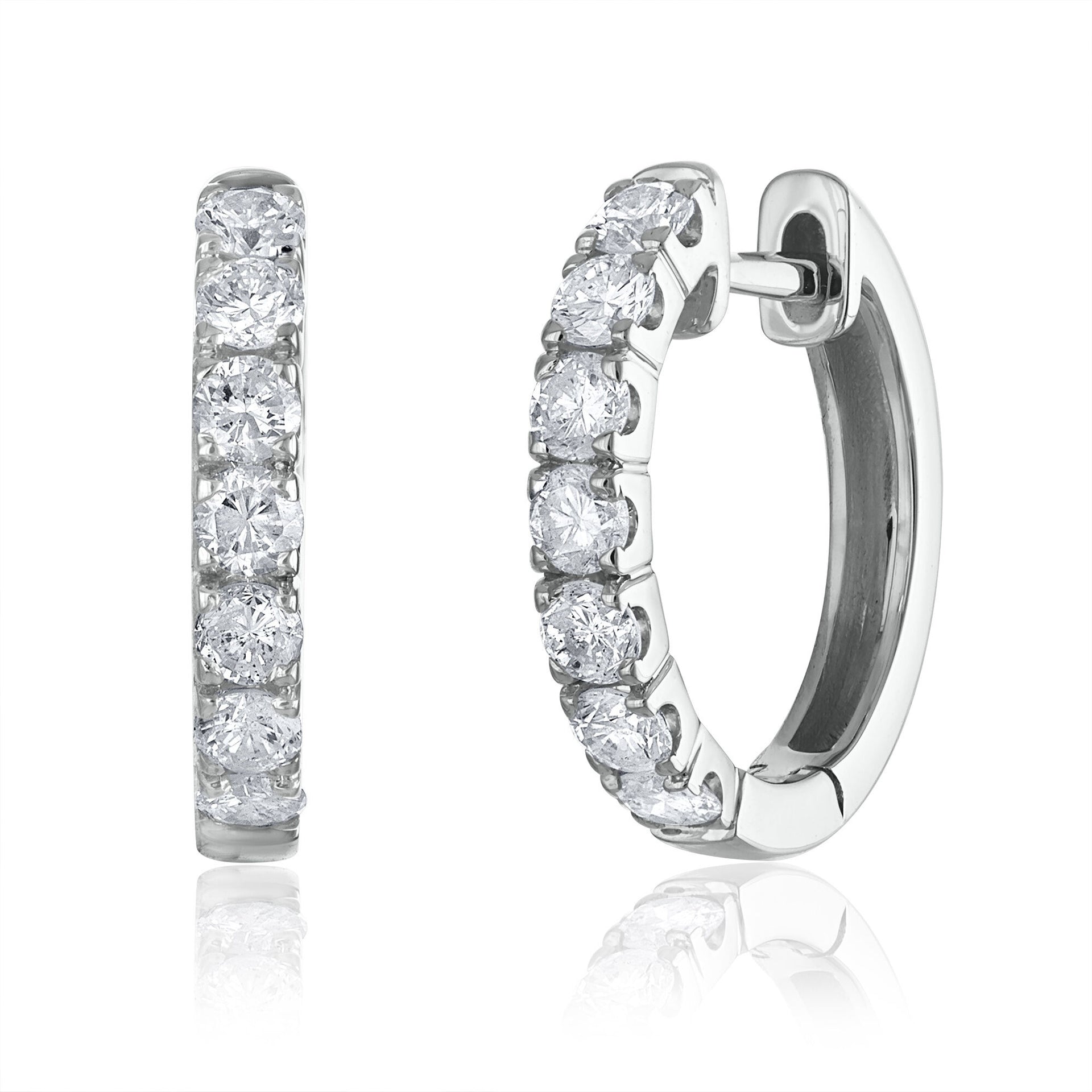 Diamond Hoop Earrings in 14K White Gold (3/4 ct. tw.)