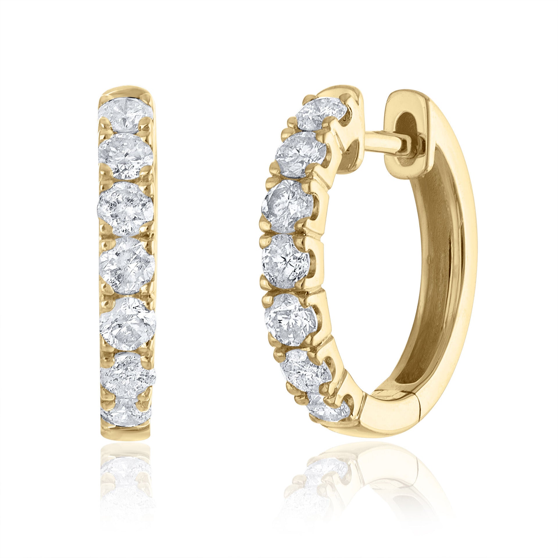 Diamond Hoop Earrings in 14K Yellow Gold (3/4 ct. tw.)