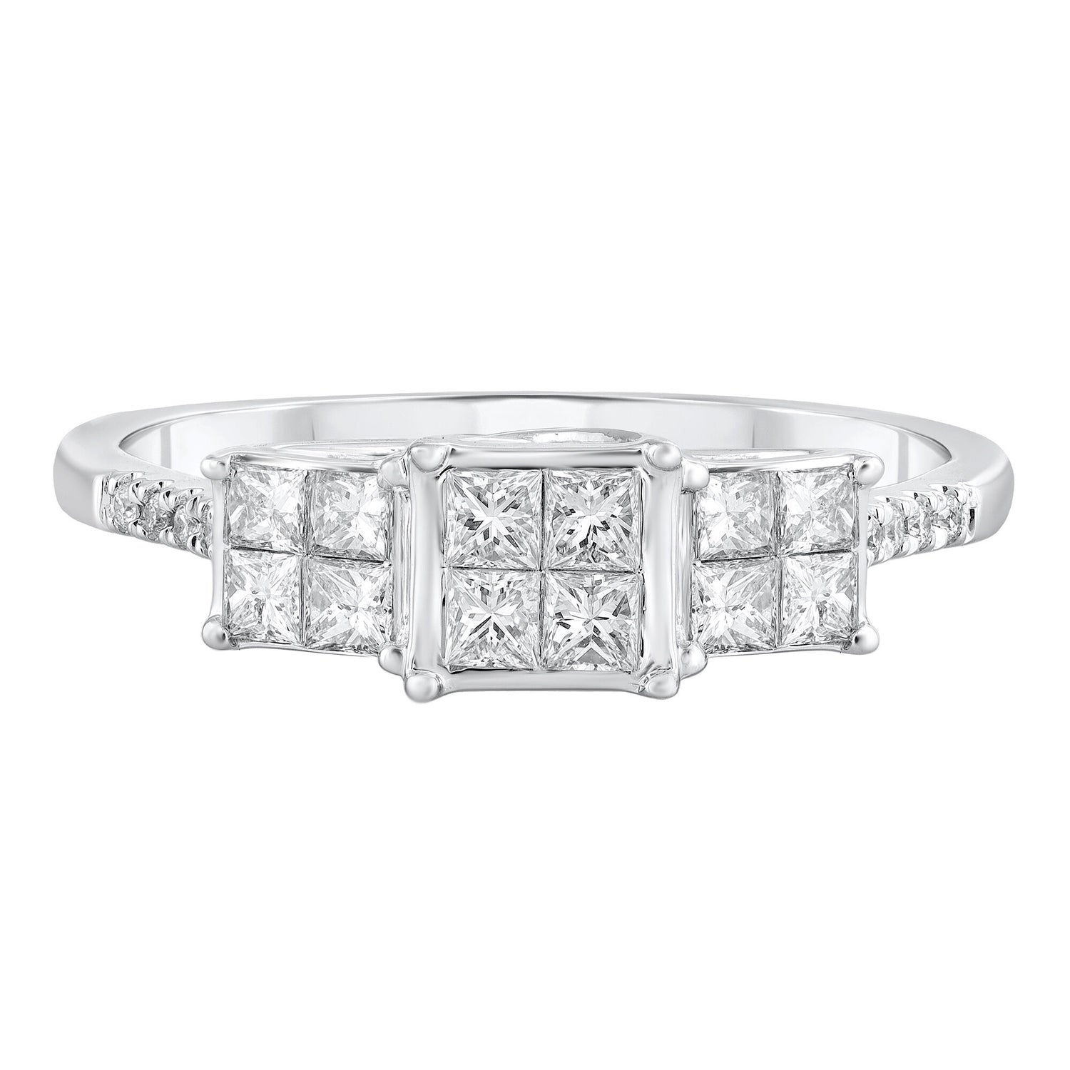 Diamond Princess-Cut Composite Ring in 10K White Gold (1/2 ct. tw.)