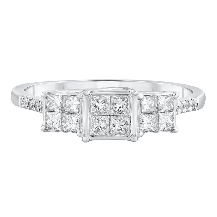 Diamond Princess-Cut Composite Ring in 10K White Gold (1/2 ct. tw.)