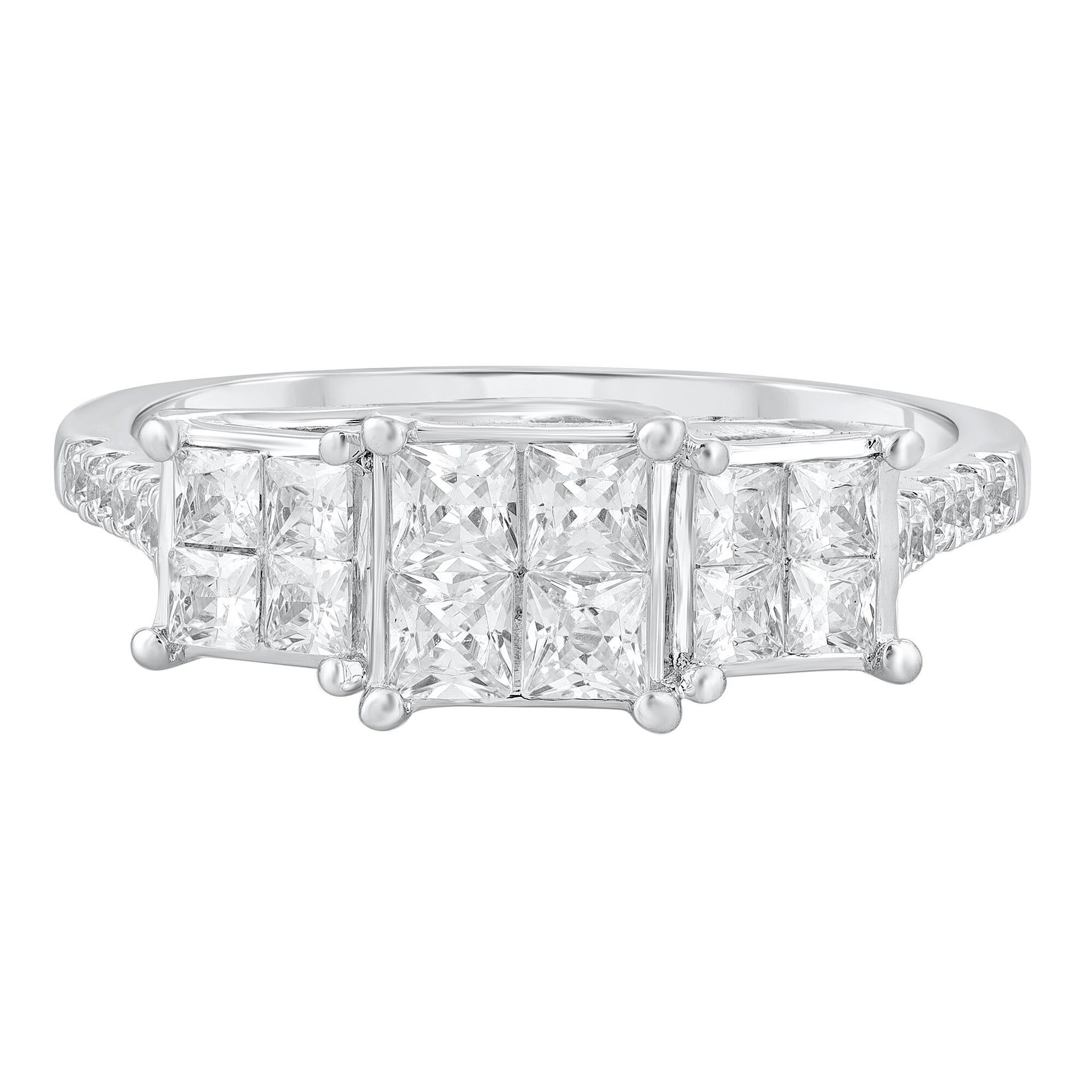 Diamond Princess-Cut Composite Ring in 10K White Gold (1 ct. tw.)