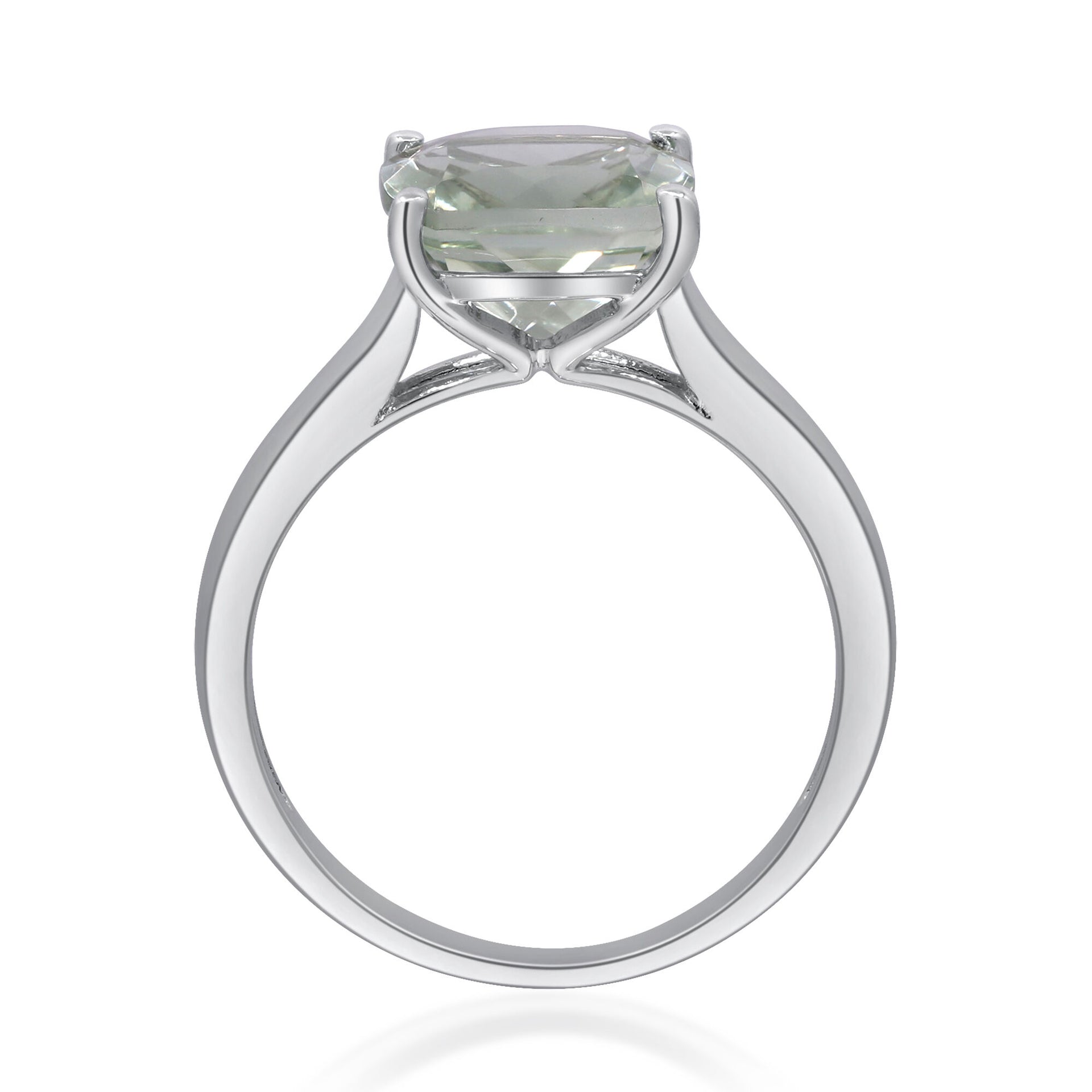 Princess-Cut Green Amethyst Ring in Sterling Silver