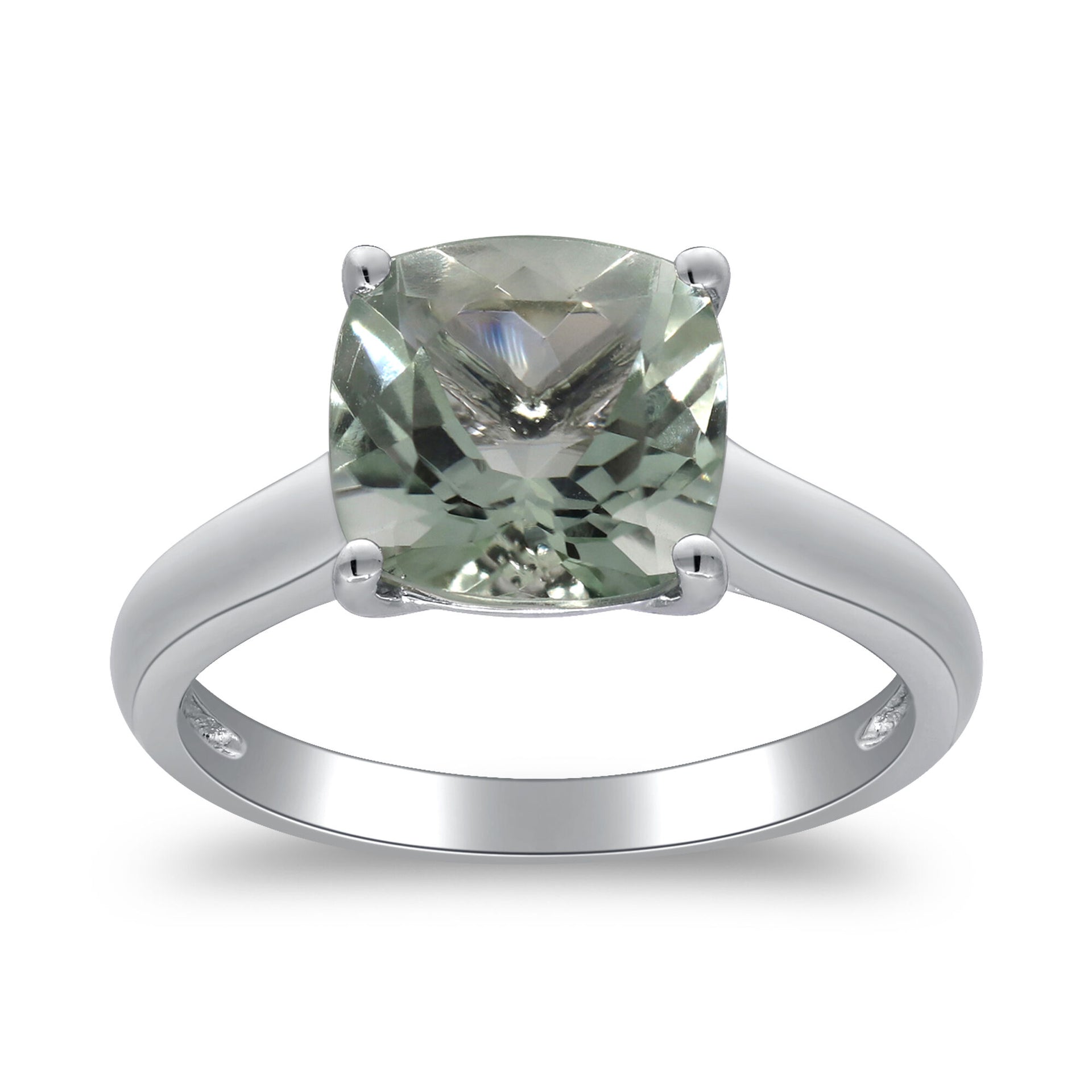 Princess-Cut Green Amethyst Ring in Sterling Silver