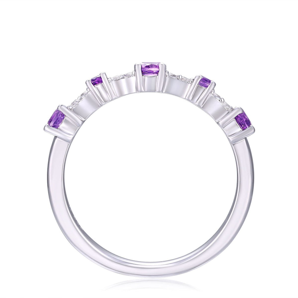 Lab-Created White Sapphire and Amethyst Ring in Sterling Silver