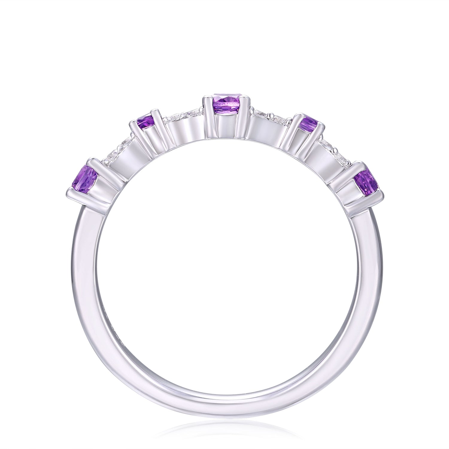Lab-Created White Sapphire and Amethyst Ring in Sterling Silver