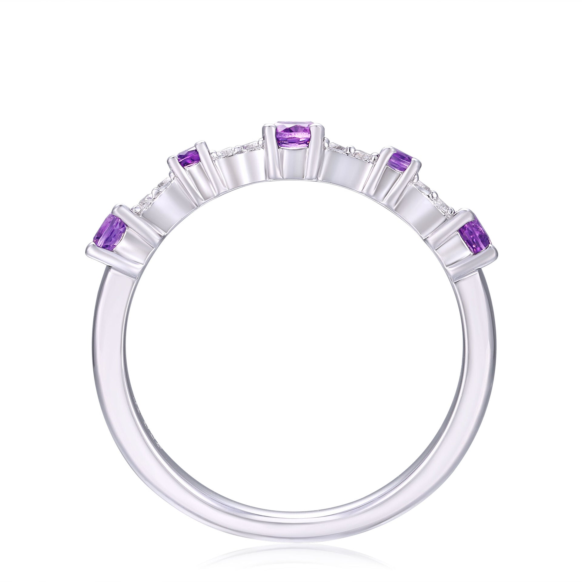 Lab-Created White Sapphire and Amethyst Ring in Sterling Silver
