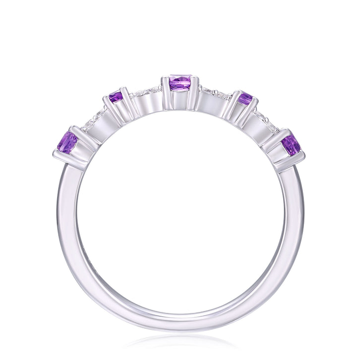 Lab-Created White Sapphire and Amethyst Ring in Sterling Silver