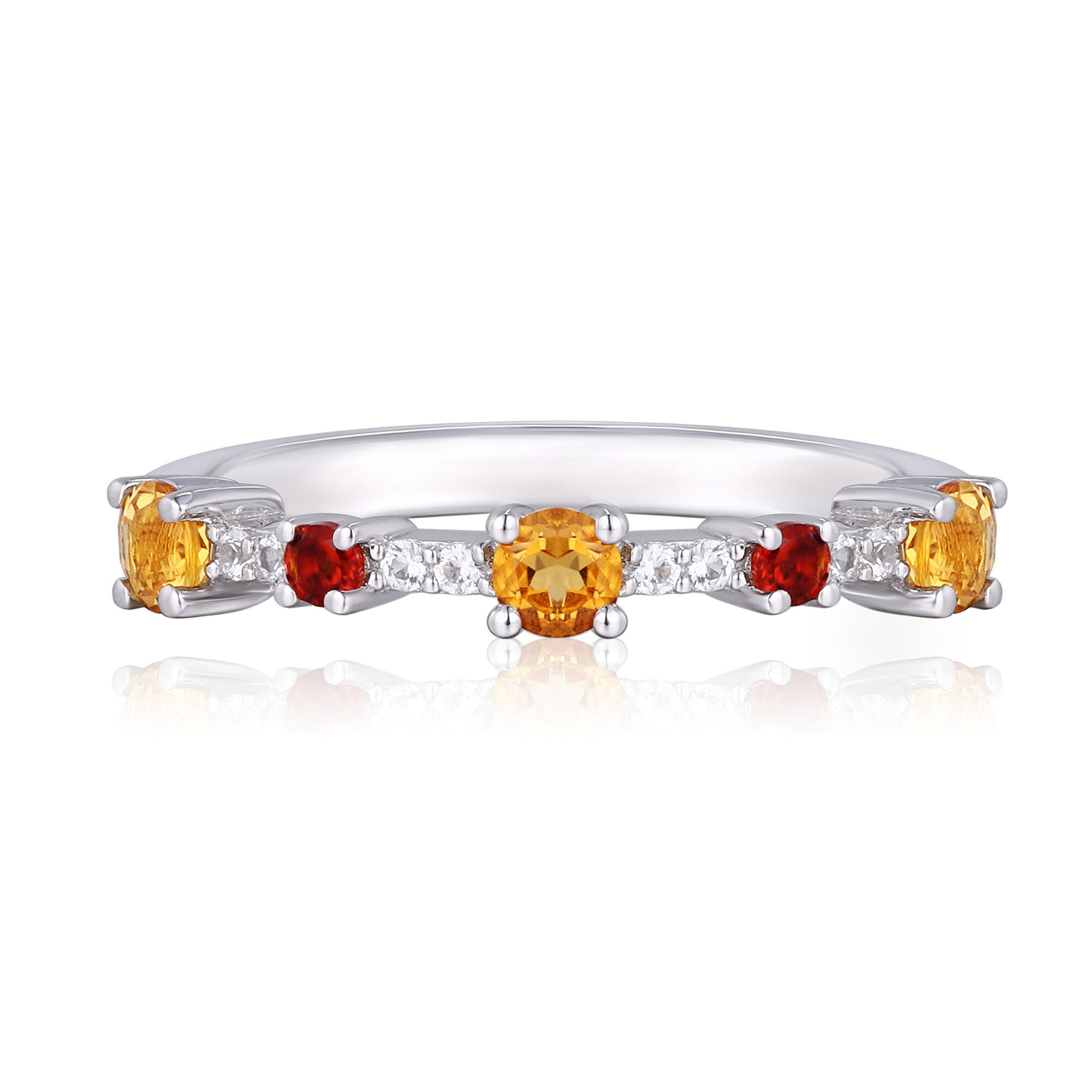 Citrine and Lab-Created White Sapphire Stack Ring in Sterling Silver