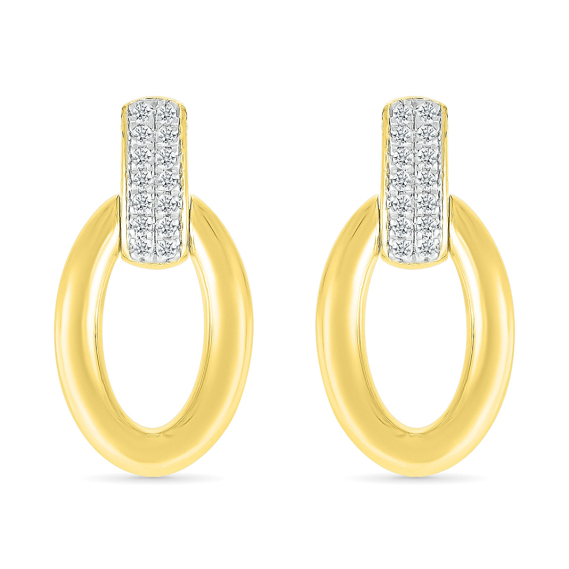 Diamond Door Knocker Earrings in 10K Yellow Gold (1/10 ct. tw.)
