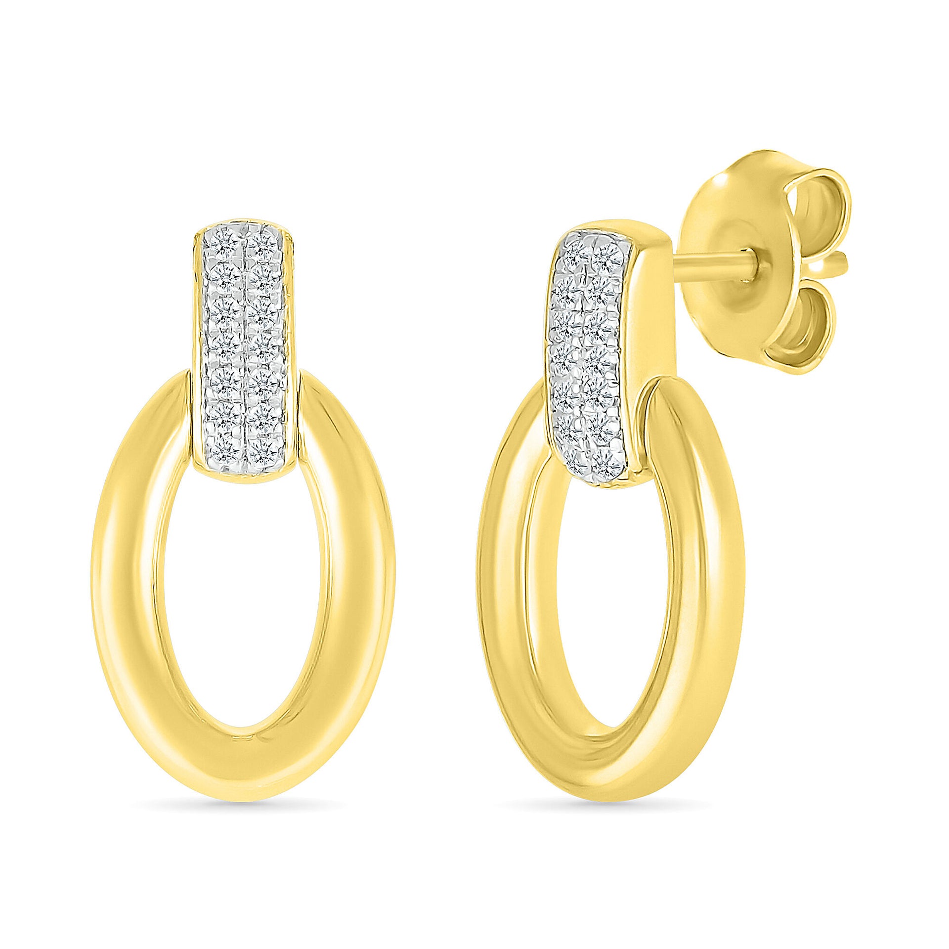 Diamond Door Knocker Earrings in 10K Yellow Gold (1/10 ct. tw.)