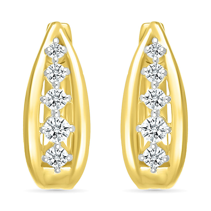 Diamond Graduated Oval Hoop Earrings in 10K Yellow Gold (1/4 ct. tw.)