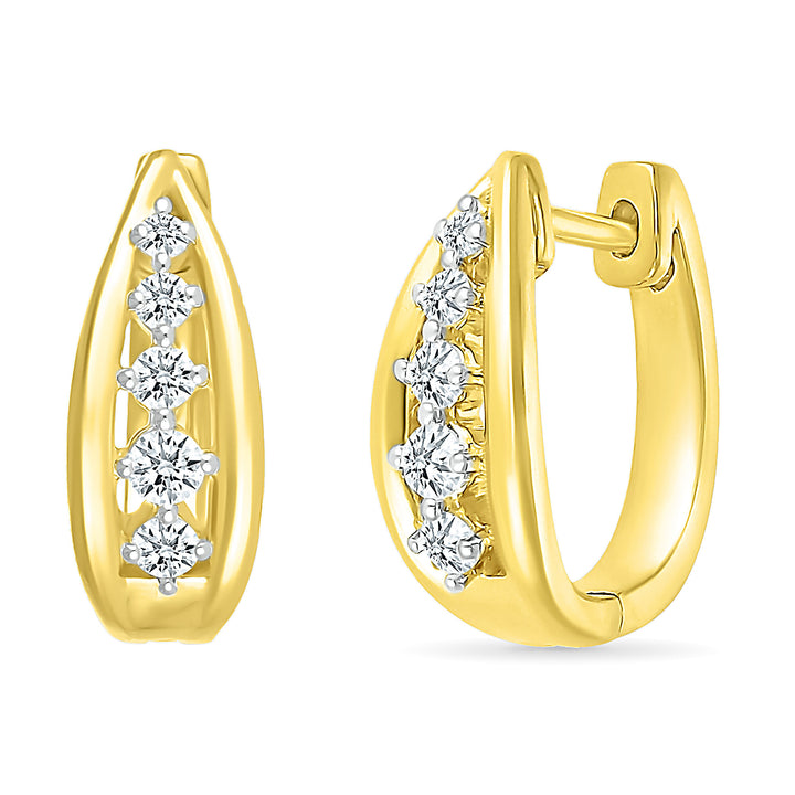 Diamond Graduated Oval Hoop Earrings in 10K Yellow Gold (1/4 ct. tw.)