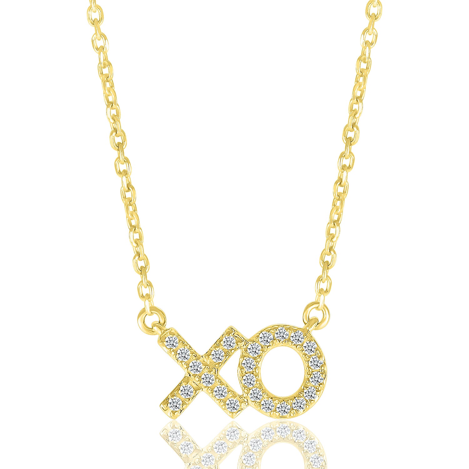 Diamond XO Frontal Necklace in 10K Yellow Gold (1/10 ct. tw.)