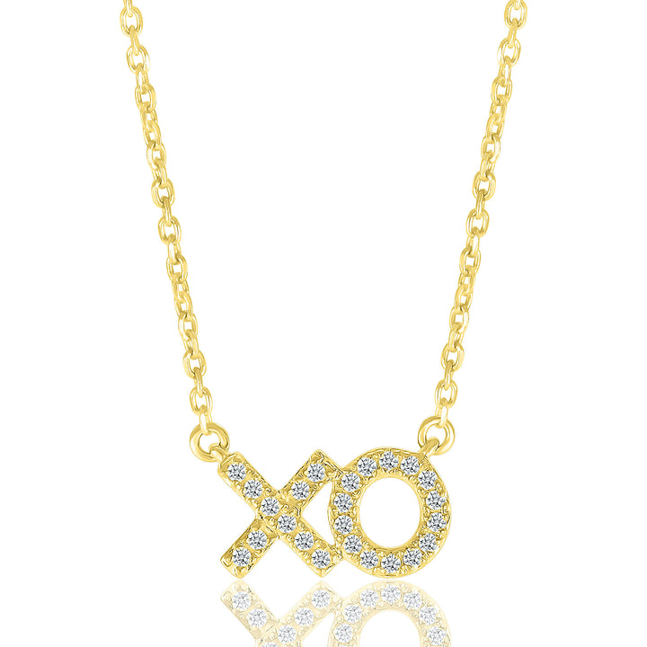 Diamond XO Frontal Necklace in 10K Yellow Gold (1/10 ct. tw.)