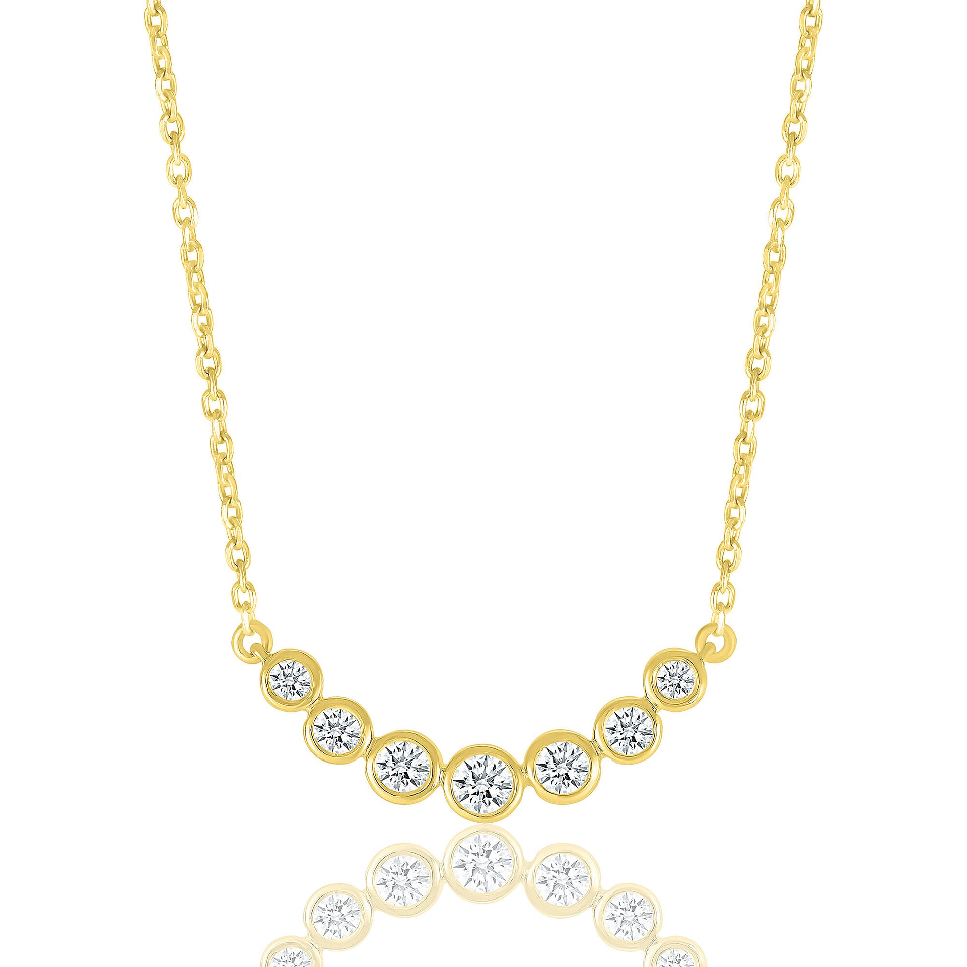 Diamond Bezel Smile Necklace in 10K Yellow Gold (1/4 ct. tw.)